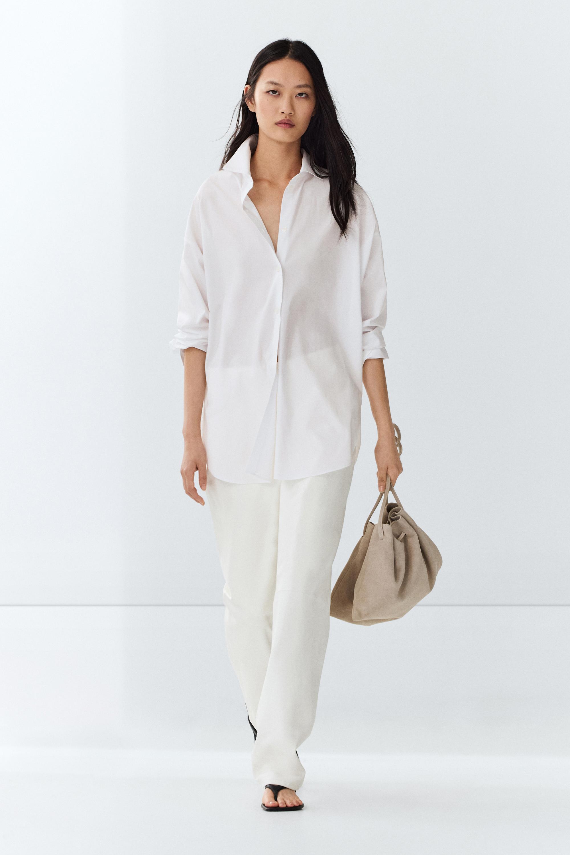 100% cotton poplin shirt — WHITE
