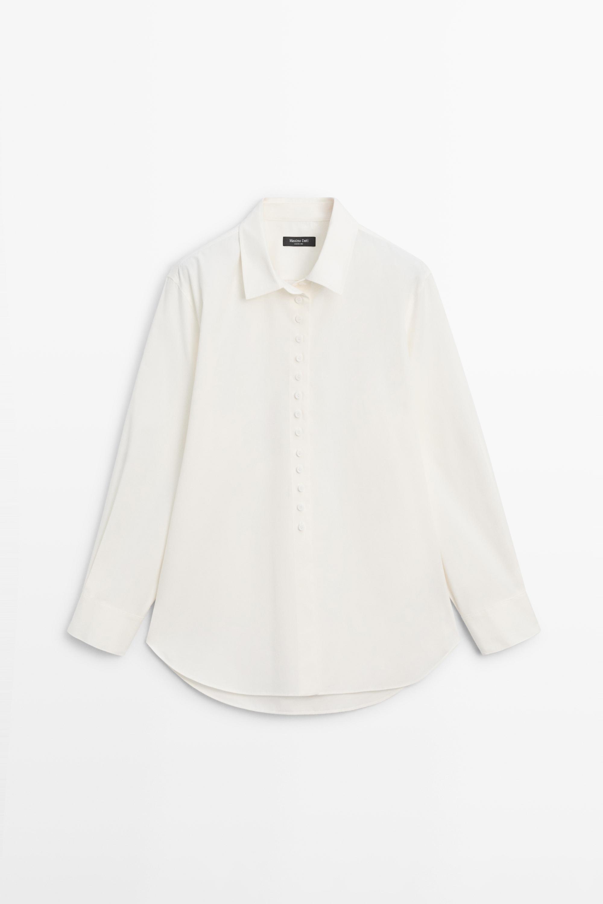 100% cotton shirt with button details — Off white