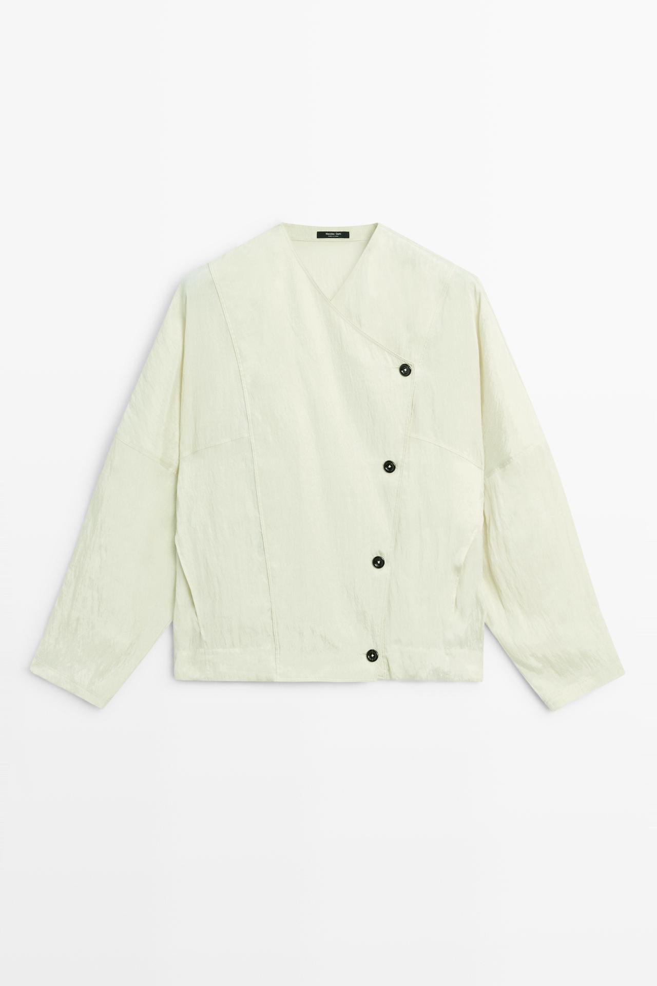 Fluid wrap shirt with button detail — PASTEL GREEN