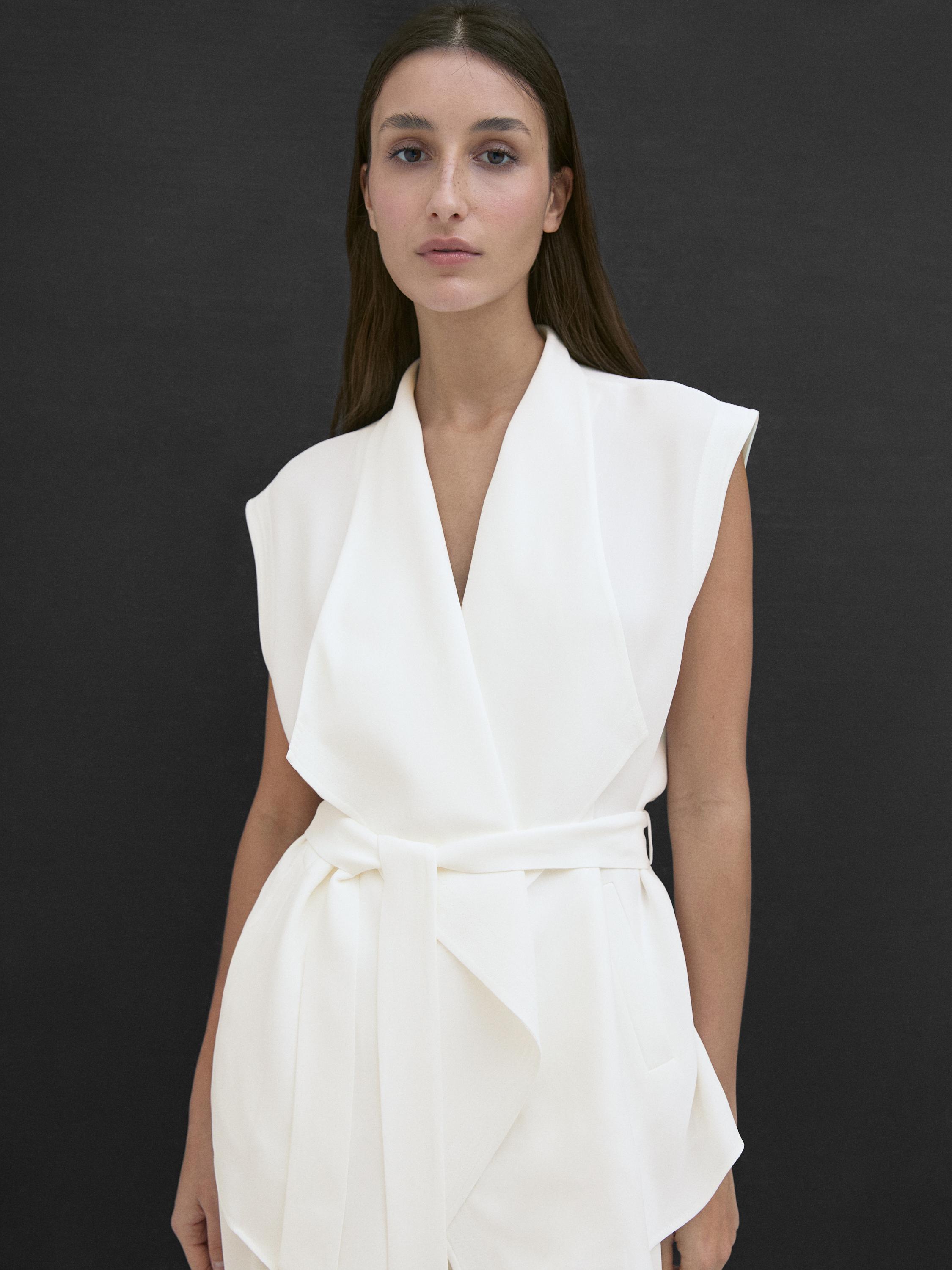Crepe suit waistcoat — Off white