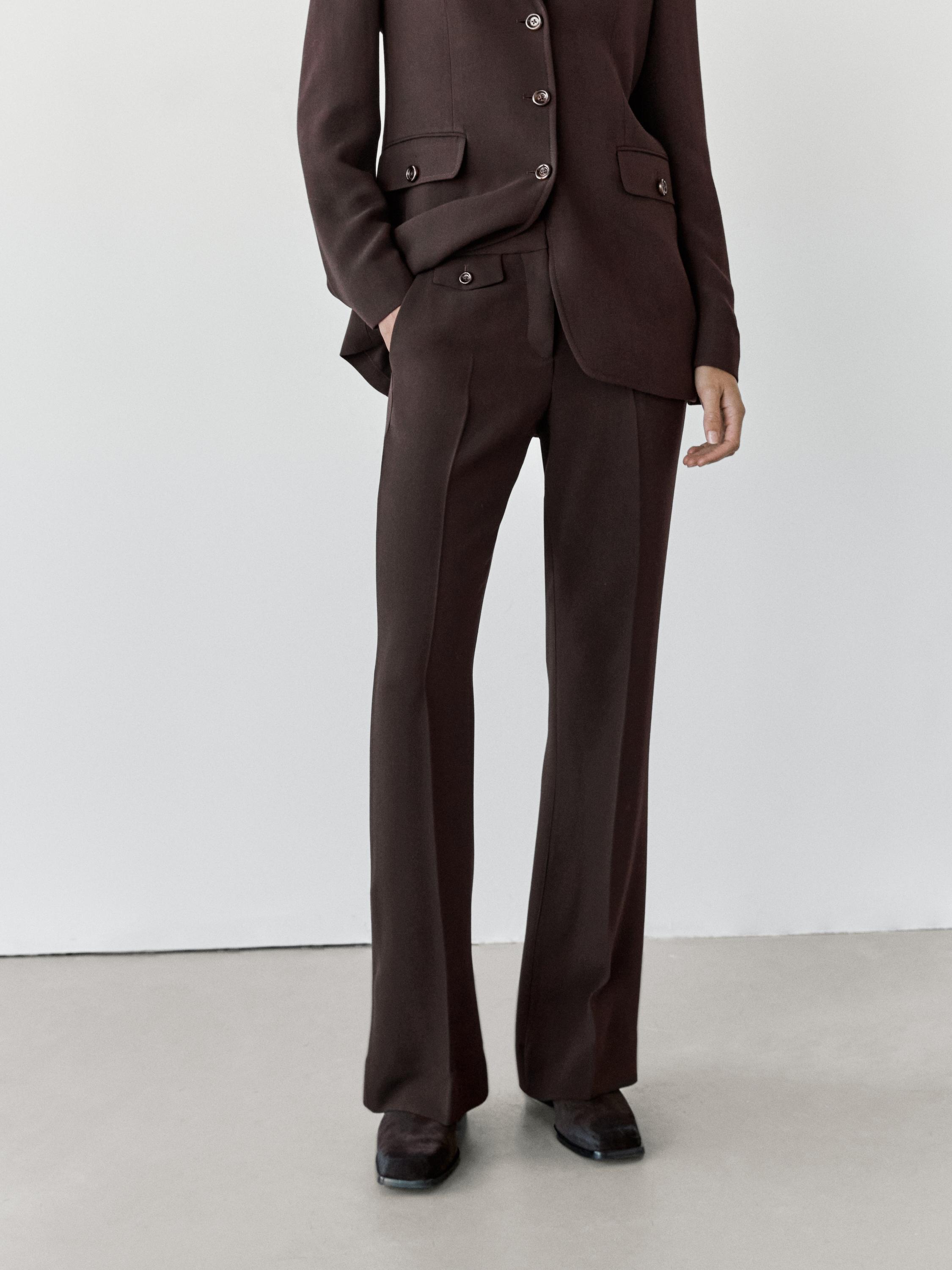 Flared trousers with pocket — Chocolate