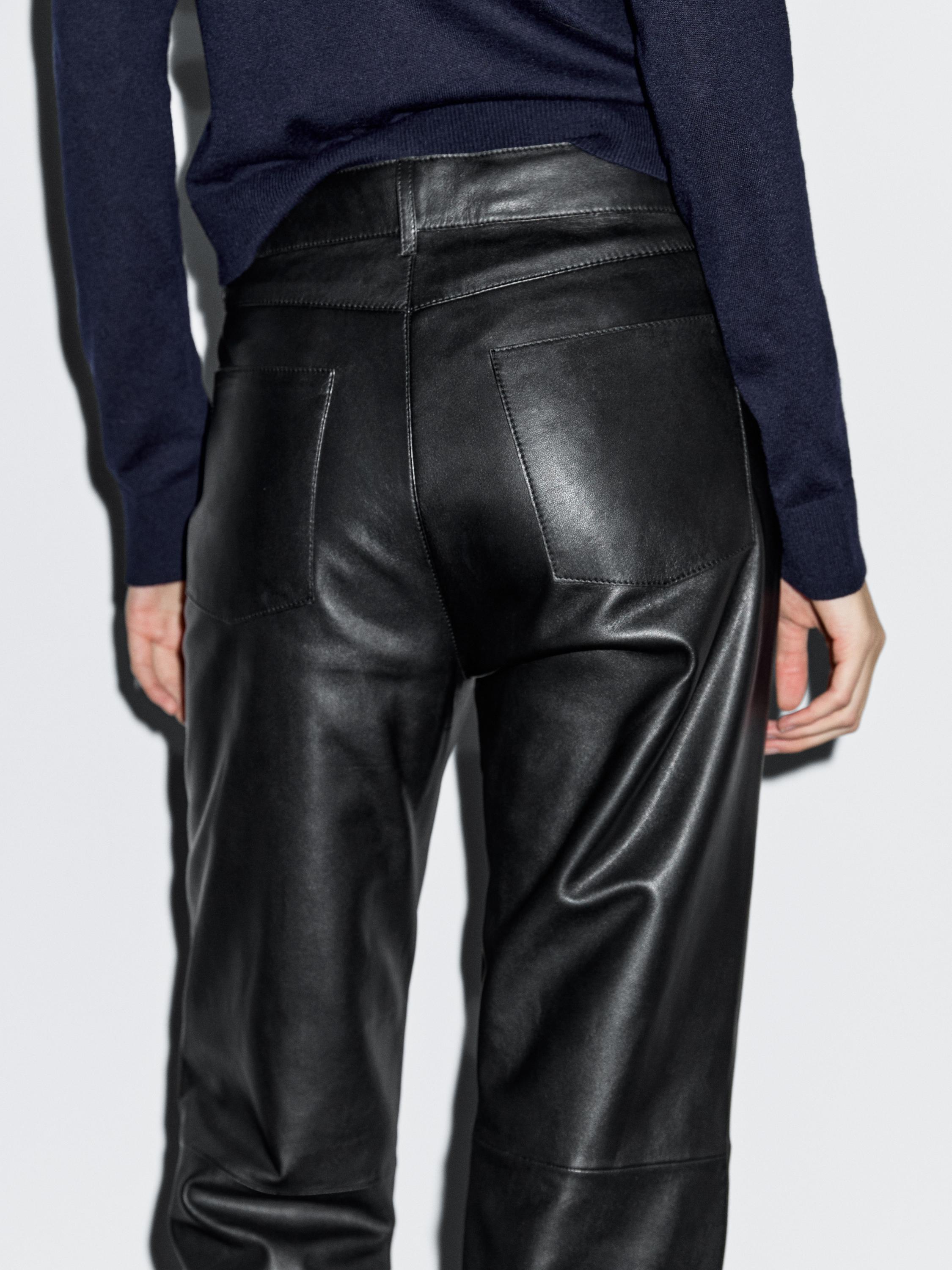 Nappa leather five-pocket trousers