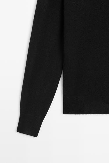 Wool blend crew neck knit sweater — BLACK 7
