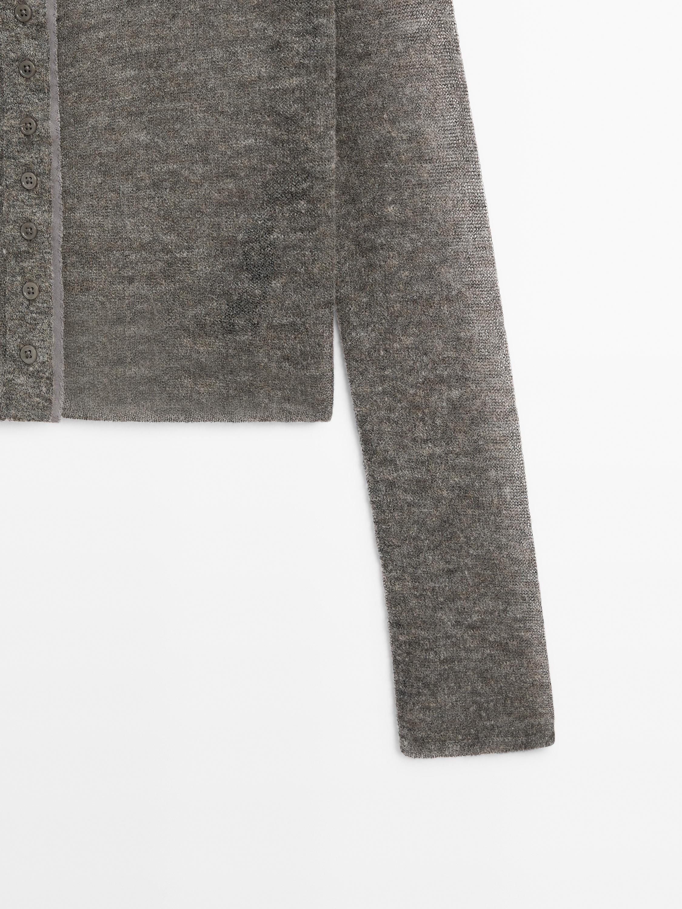 Short wool blend matching cardigan