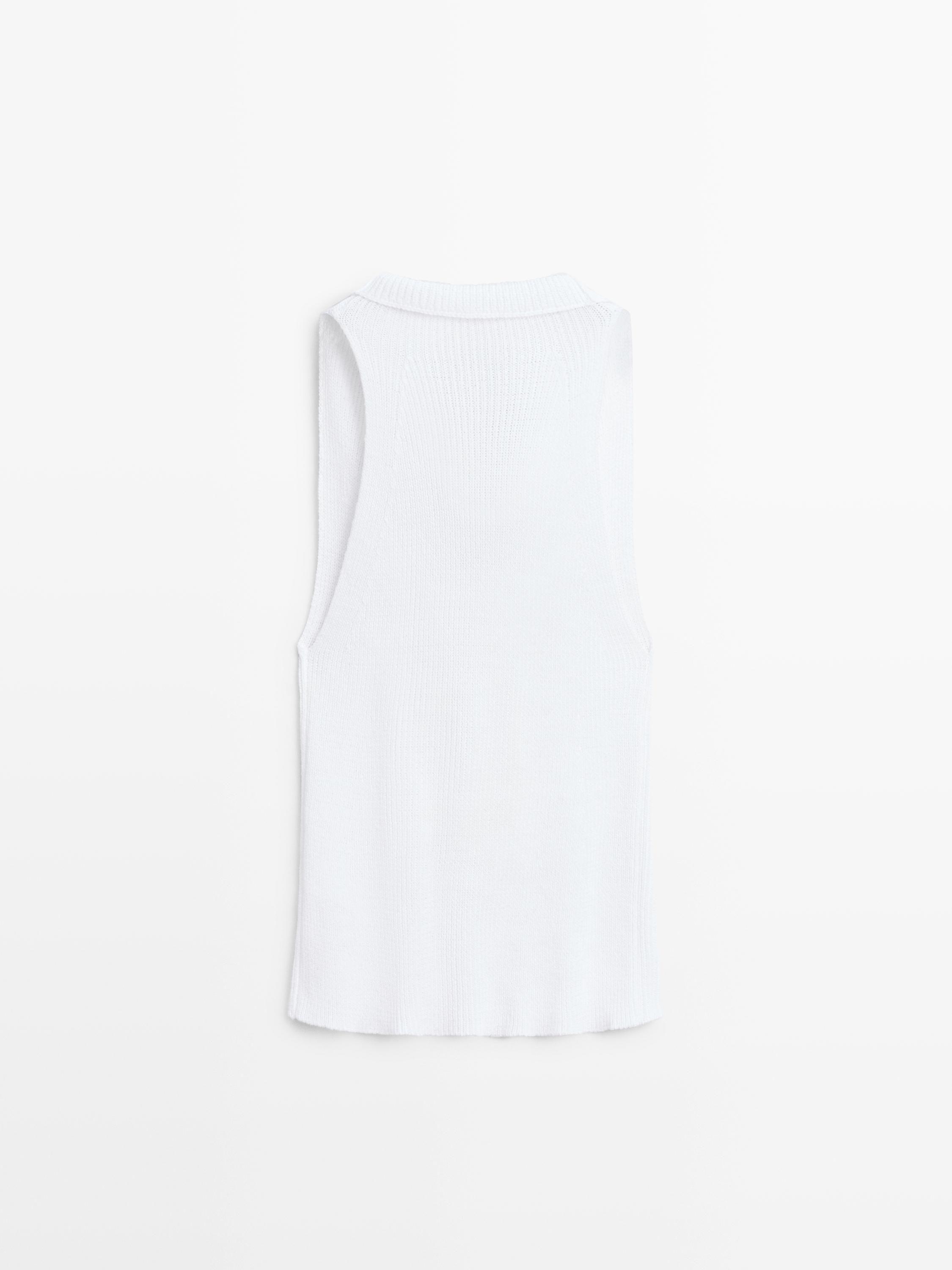 Cotton top with cowl neckline — PURE WHITE