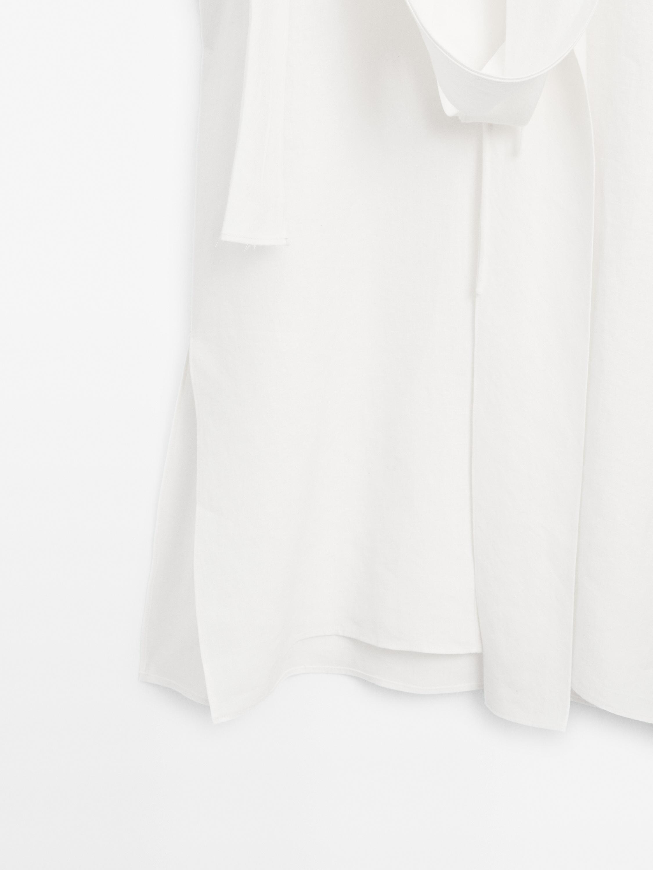 Linen tunic shirt with scarf detail - Limited Edition