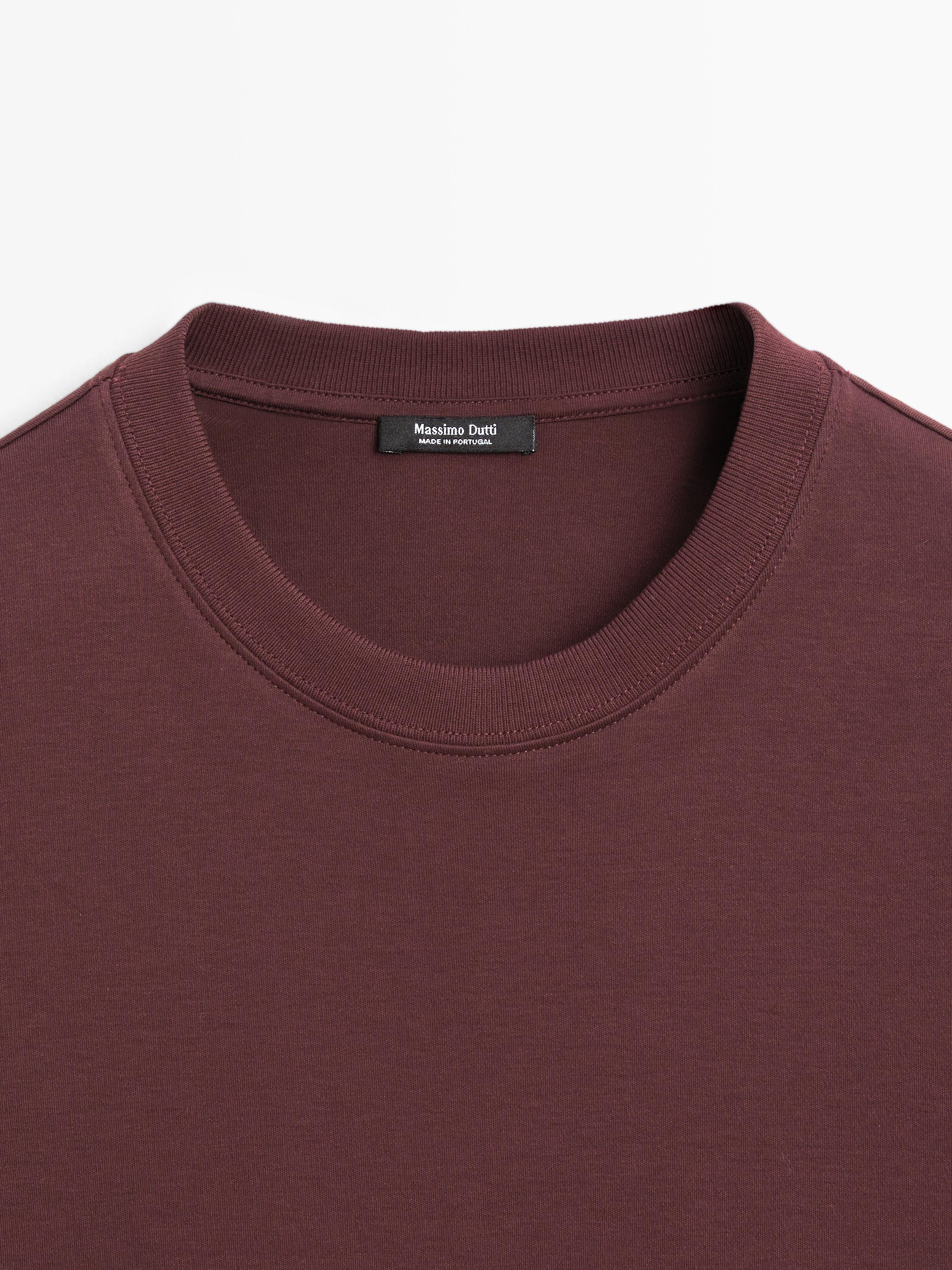 100% cotton interlock crew neck T-shirt — BURGUNDY