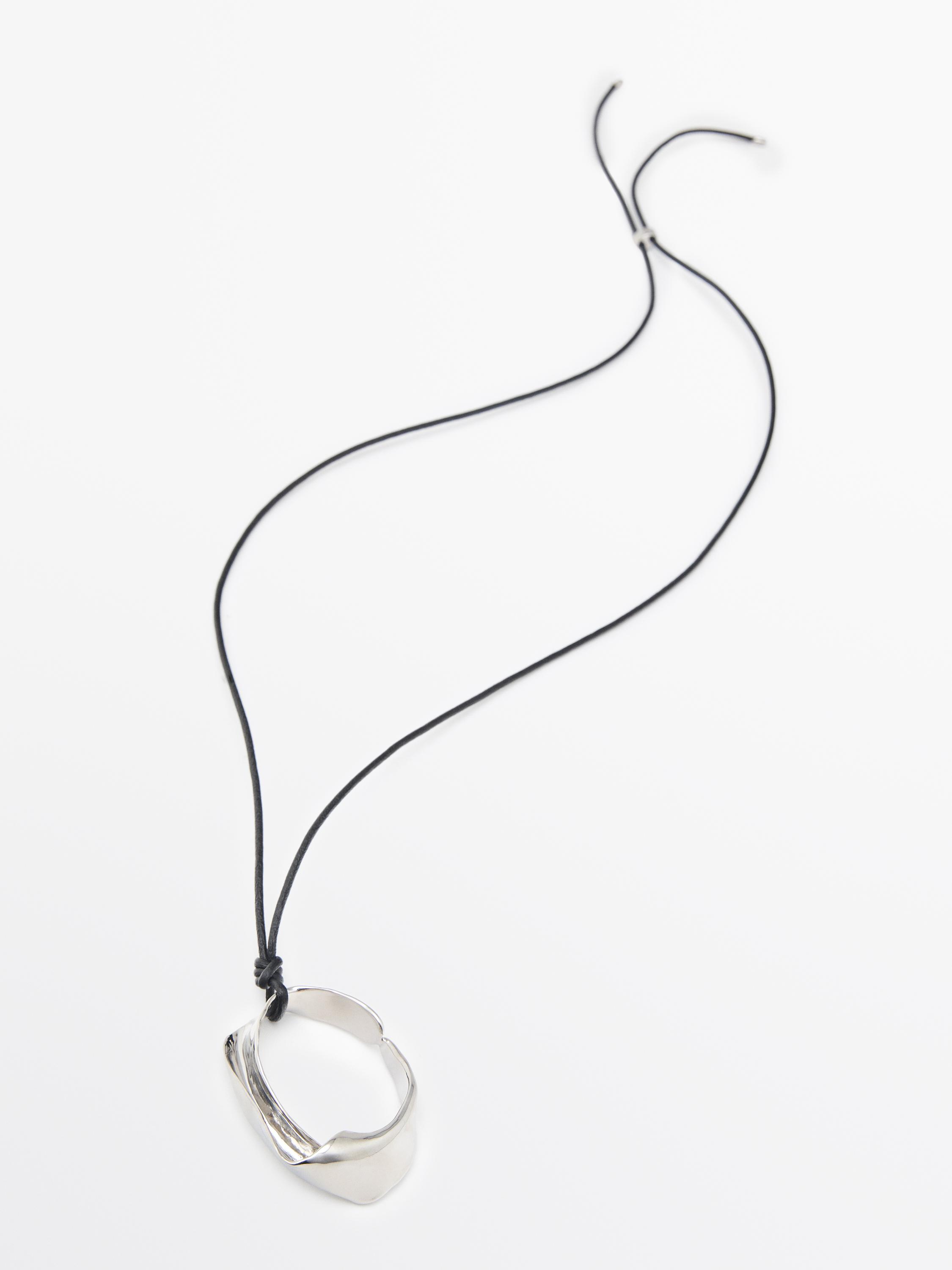 Leather cord necklace with irregular pendant