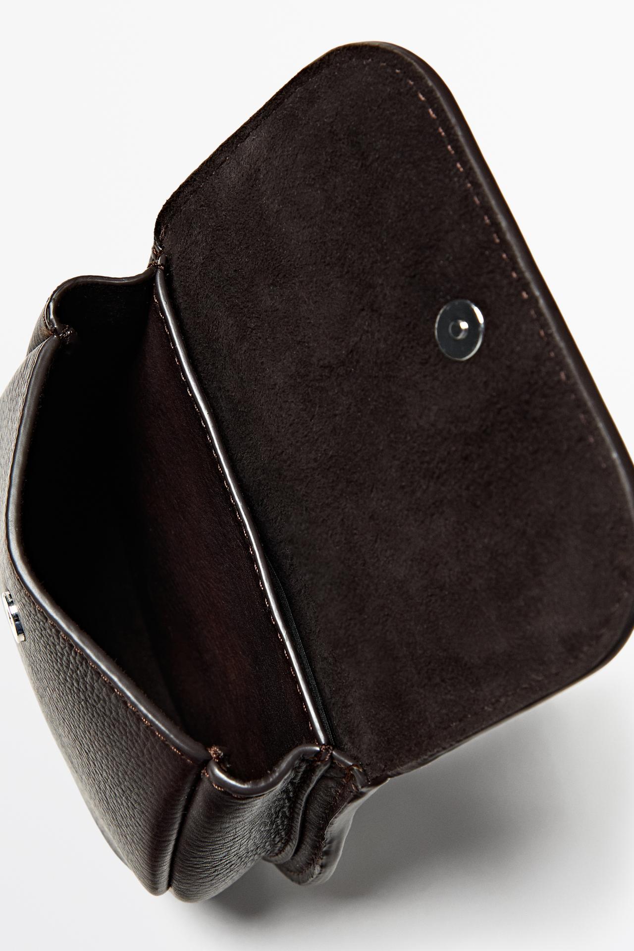 Nappa leather belt with pouch — BROWN