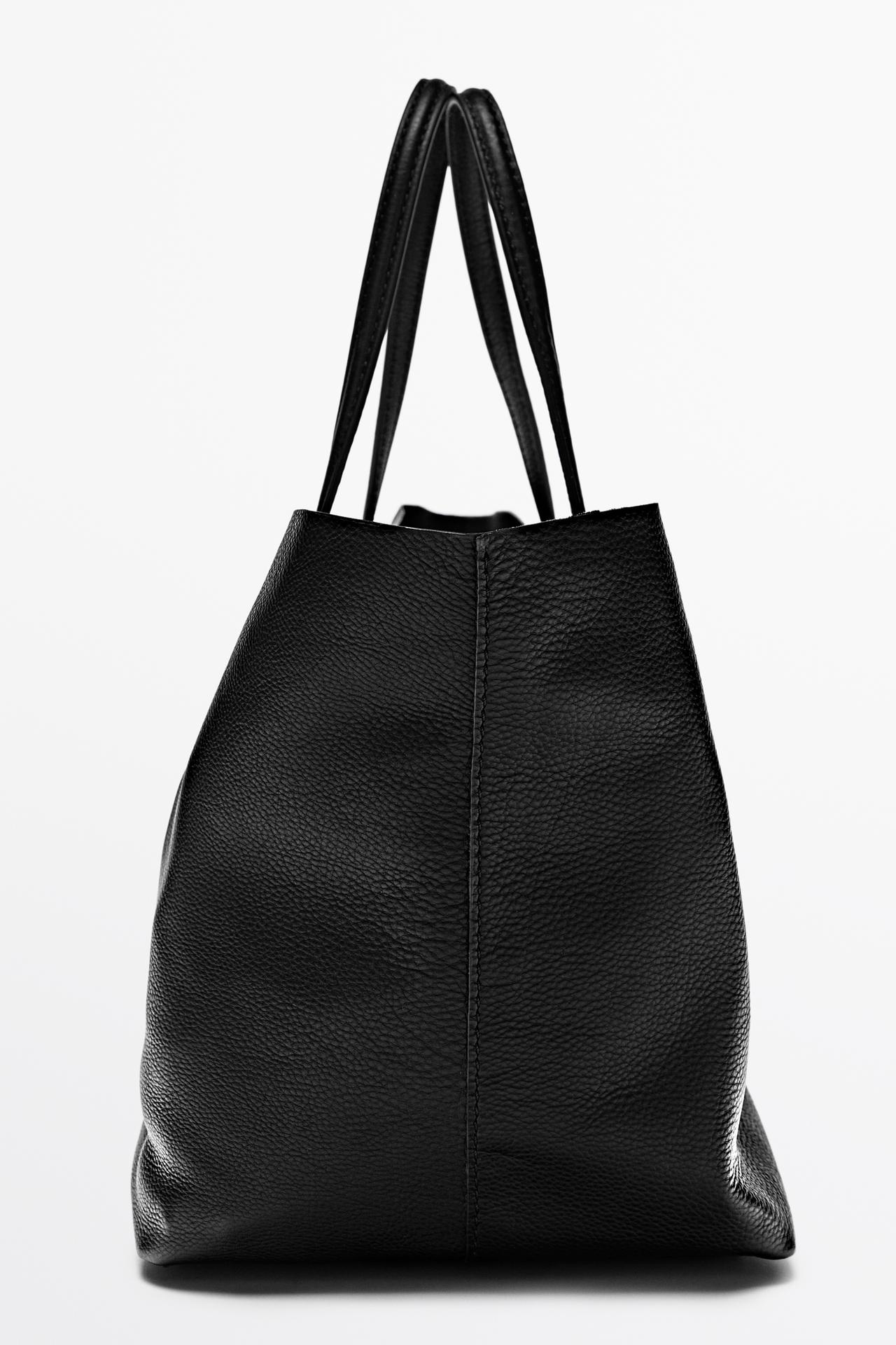 Medium nappa leather tote bag — BLACK