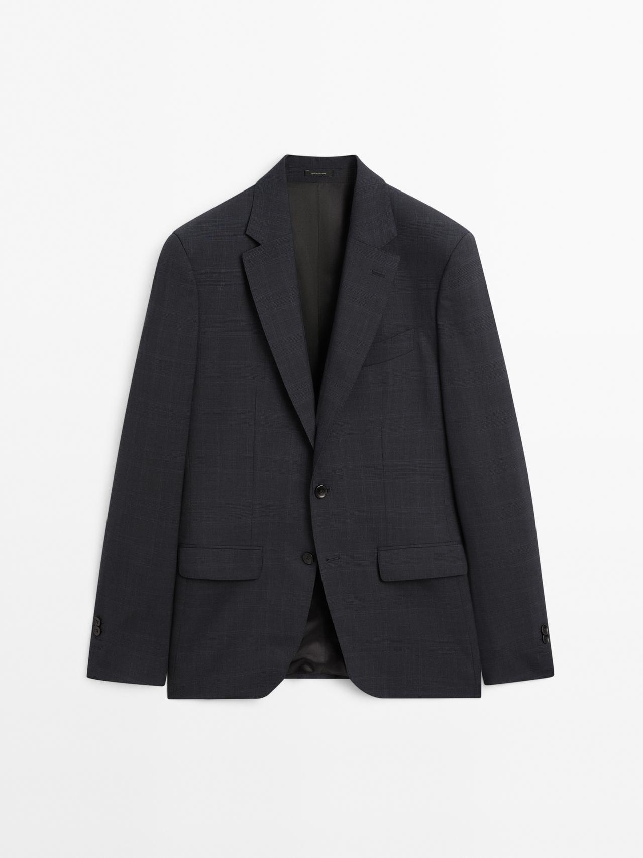 Massimo Dutti - Herre - Ternet Blazer I 100% Uld - Marineblå - 56