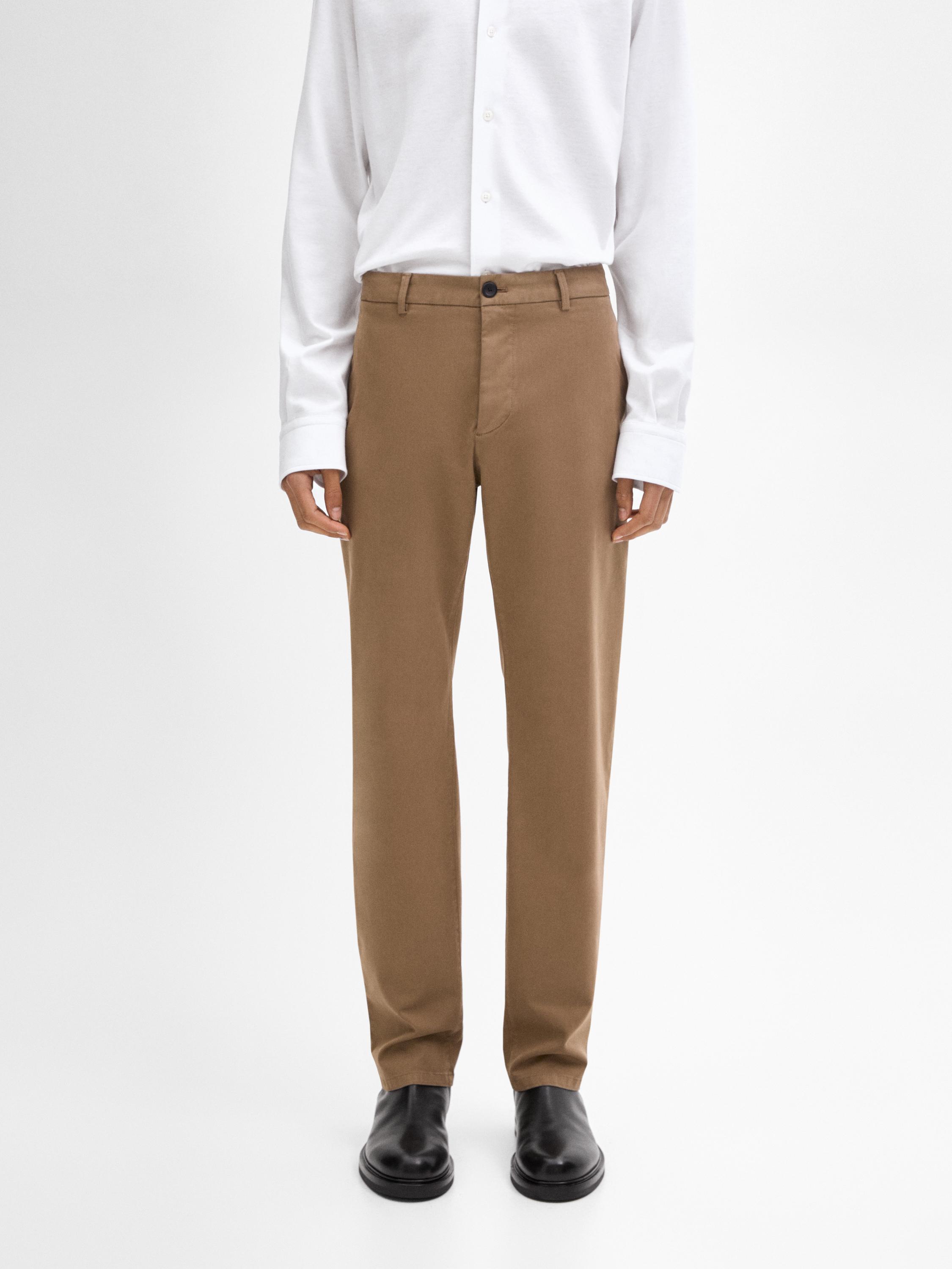 Cotton blend regular fit trousers