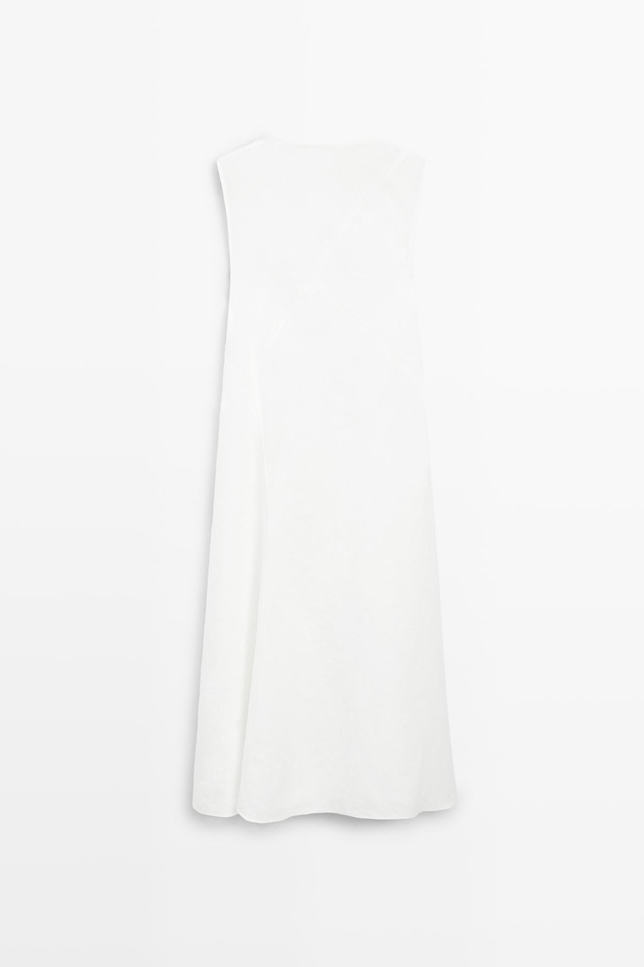 Flowing 100% linen midi dress — WHITE
