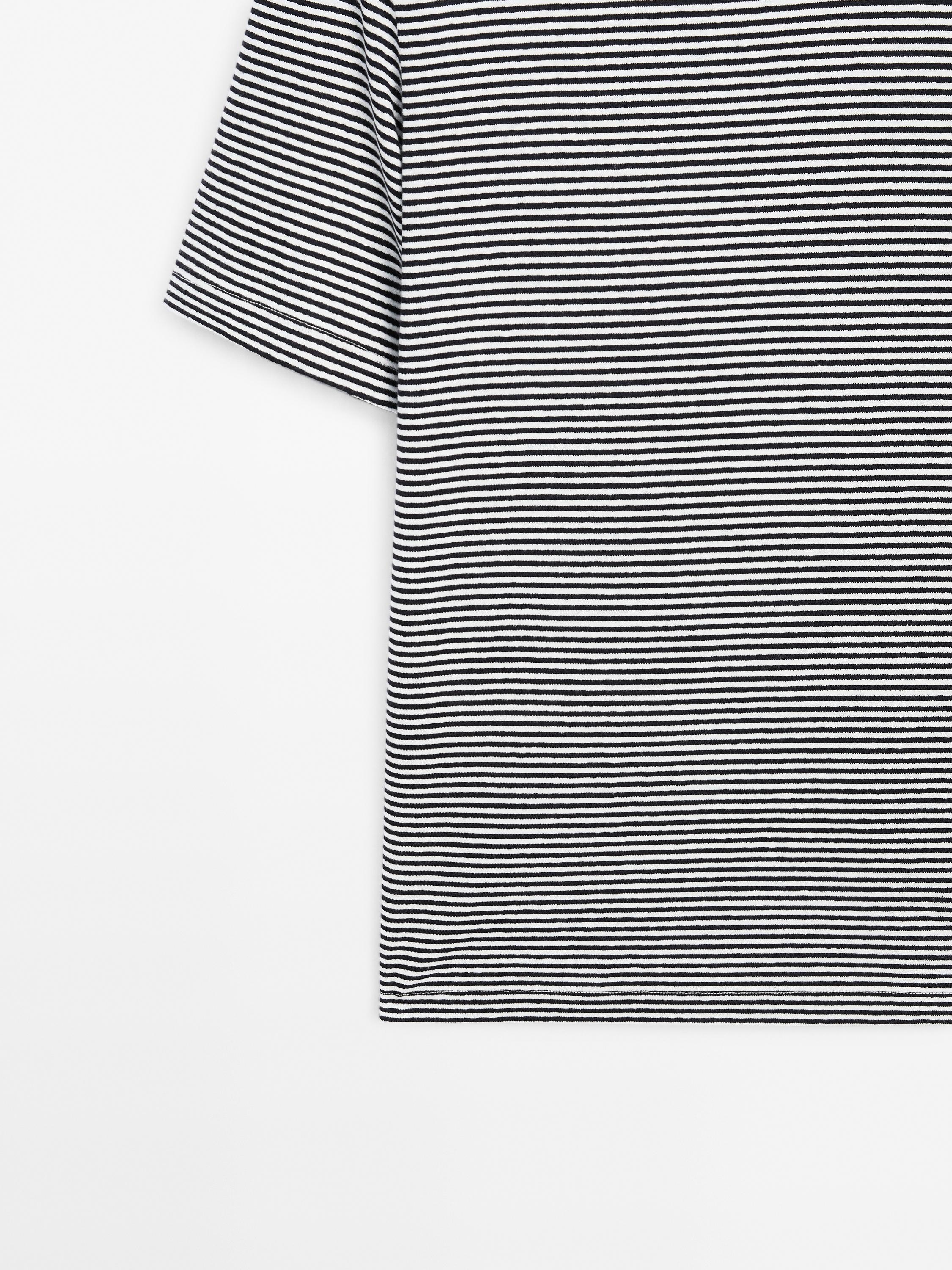 Striped linen and cotton T-shirt
