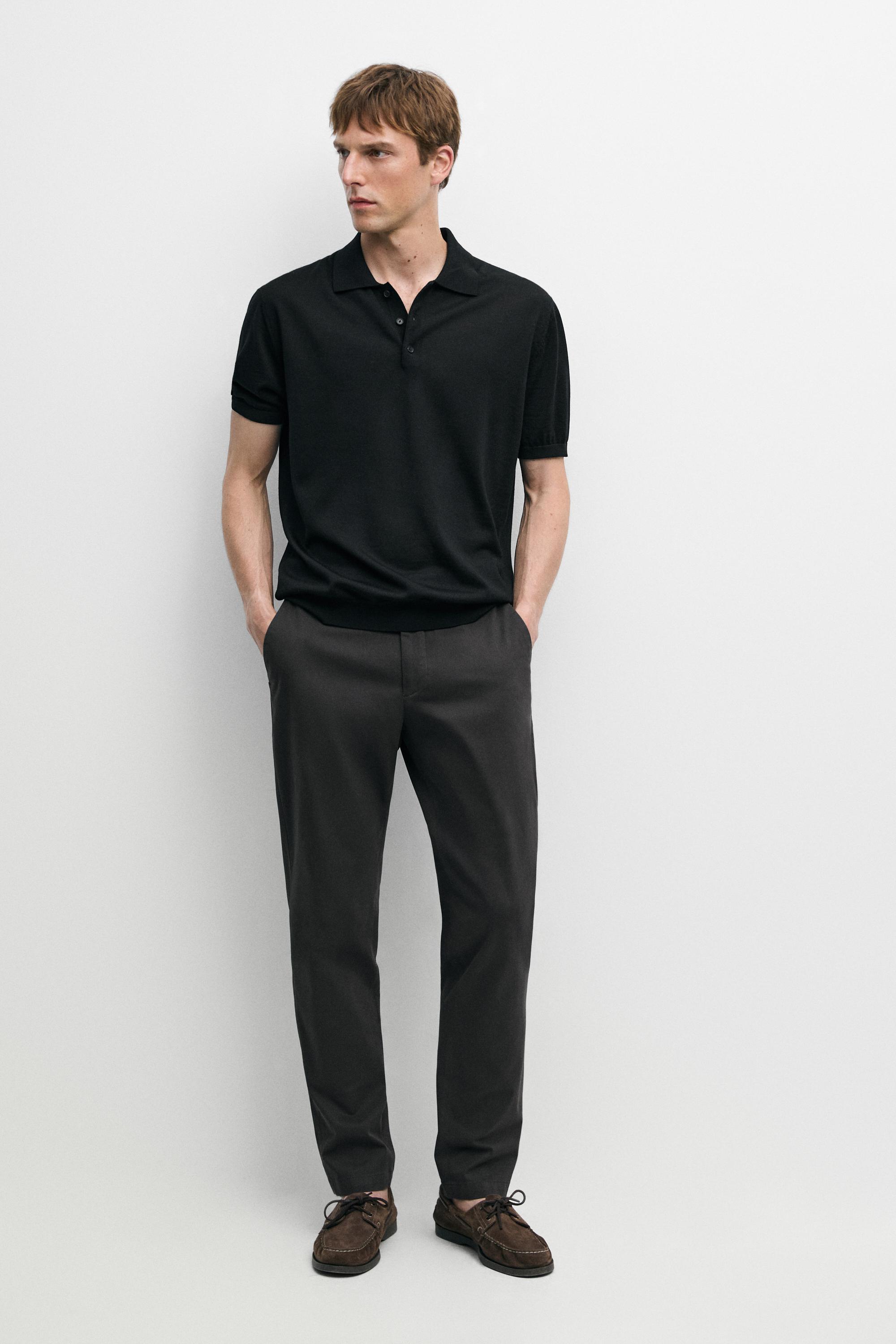 Slim fit cotton trousers — GREY