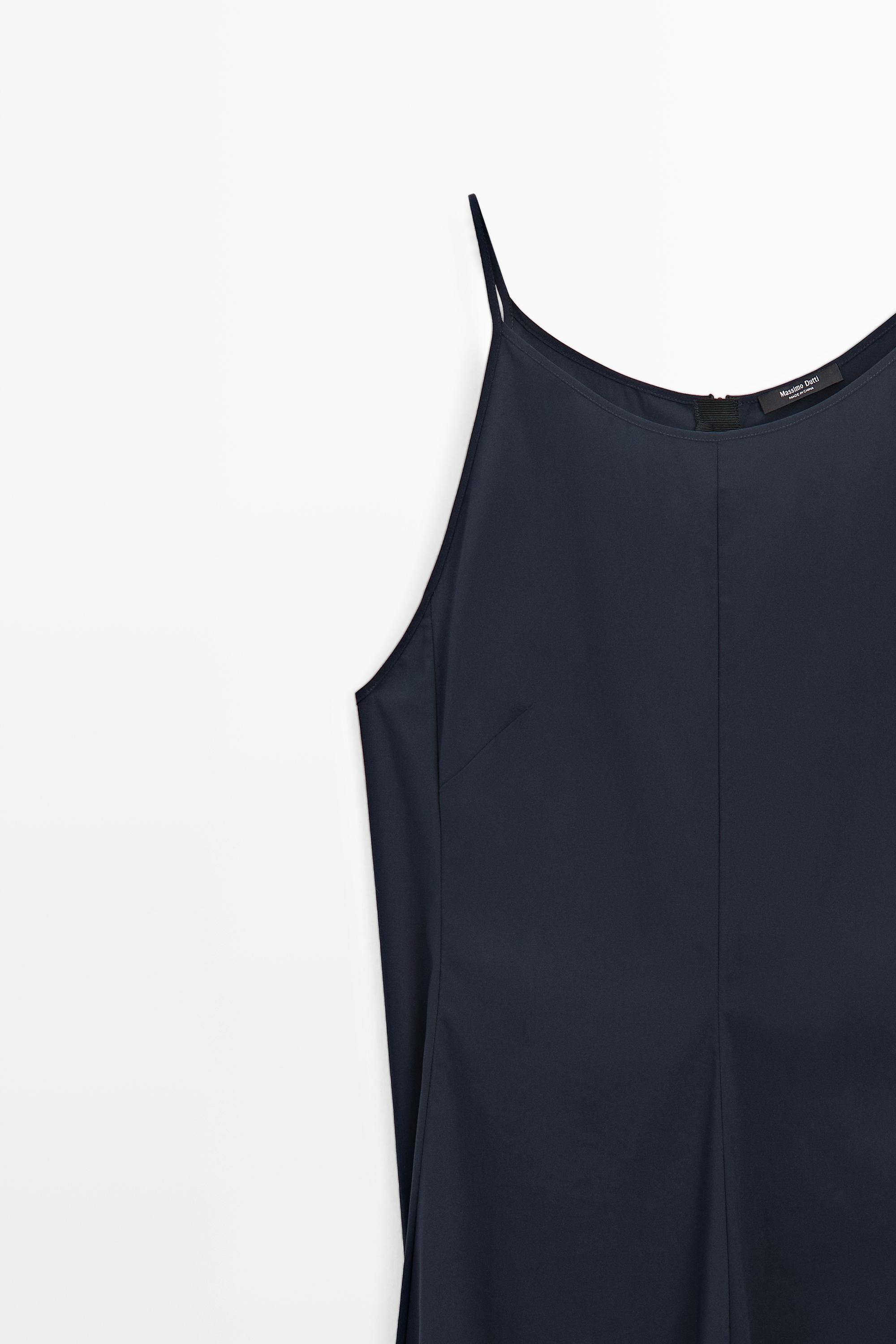 Poplin dress with thin straps — BLUE