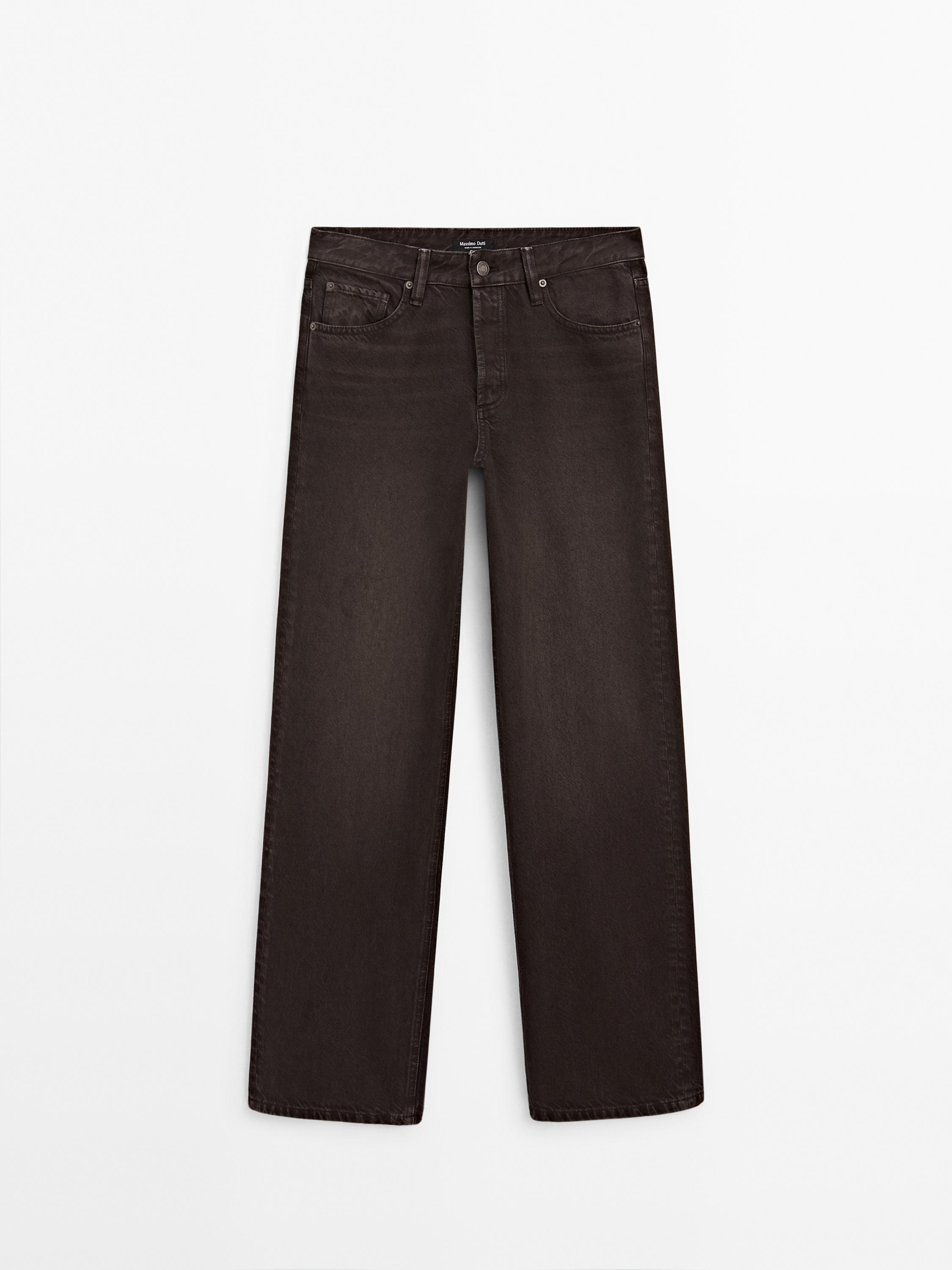 Jeans wide leg a vita media