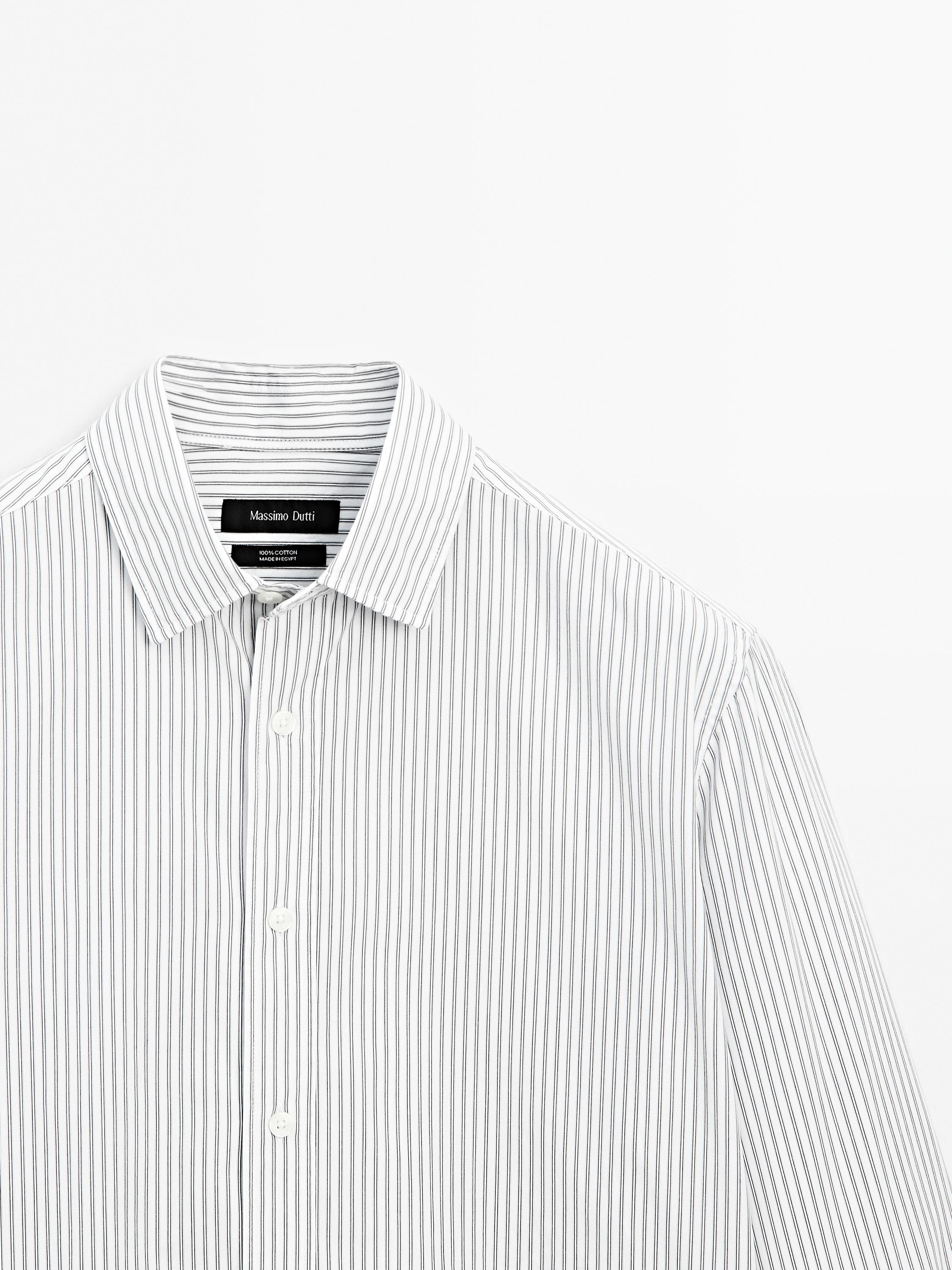 100% cotton regular fit double-stripe shirt