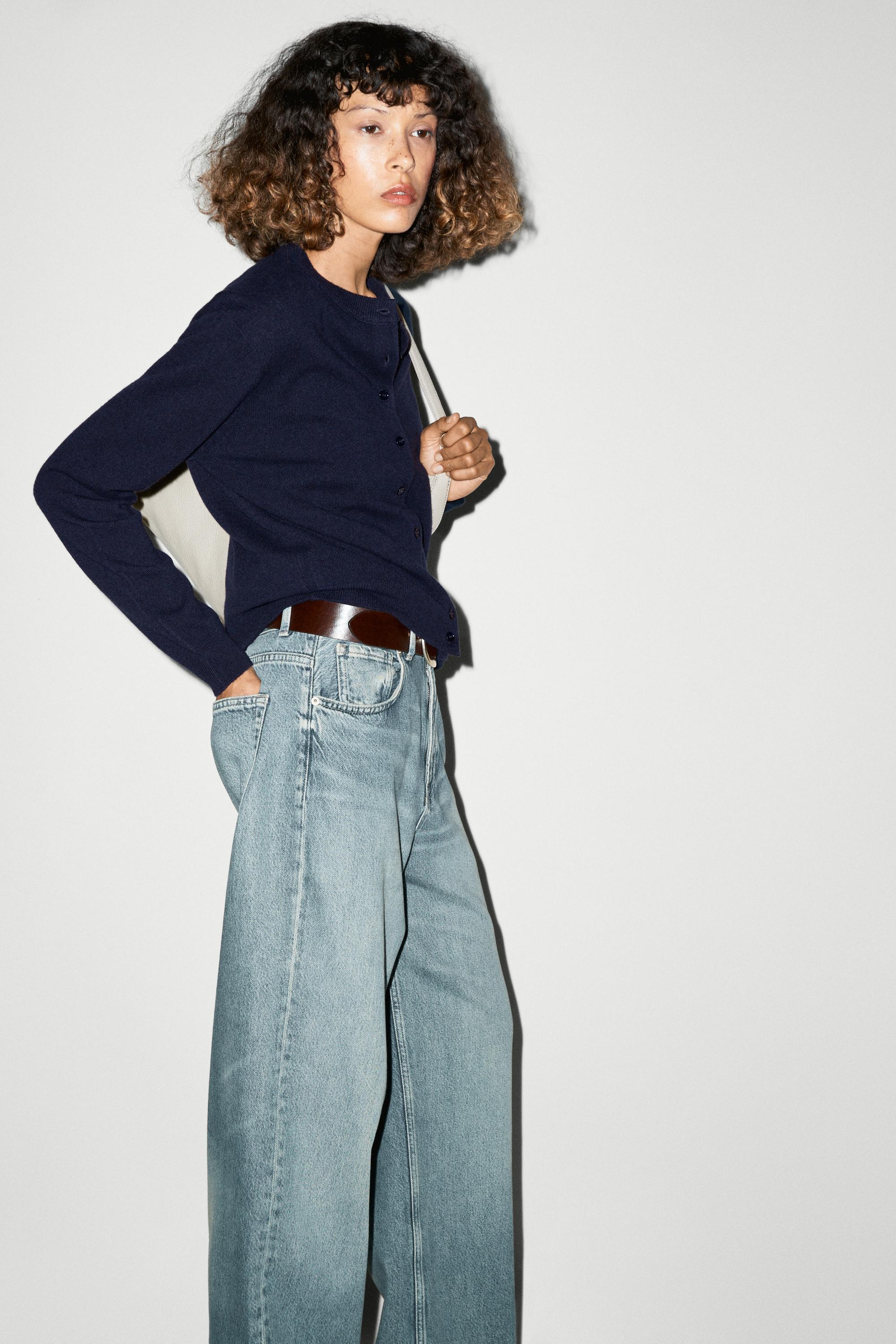 Knit cardigan with button detail — NAVY BLUE
