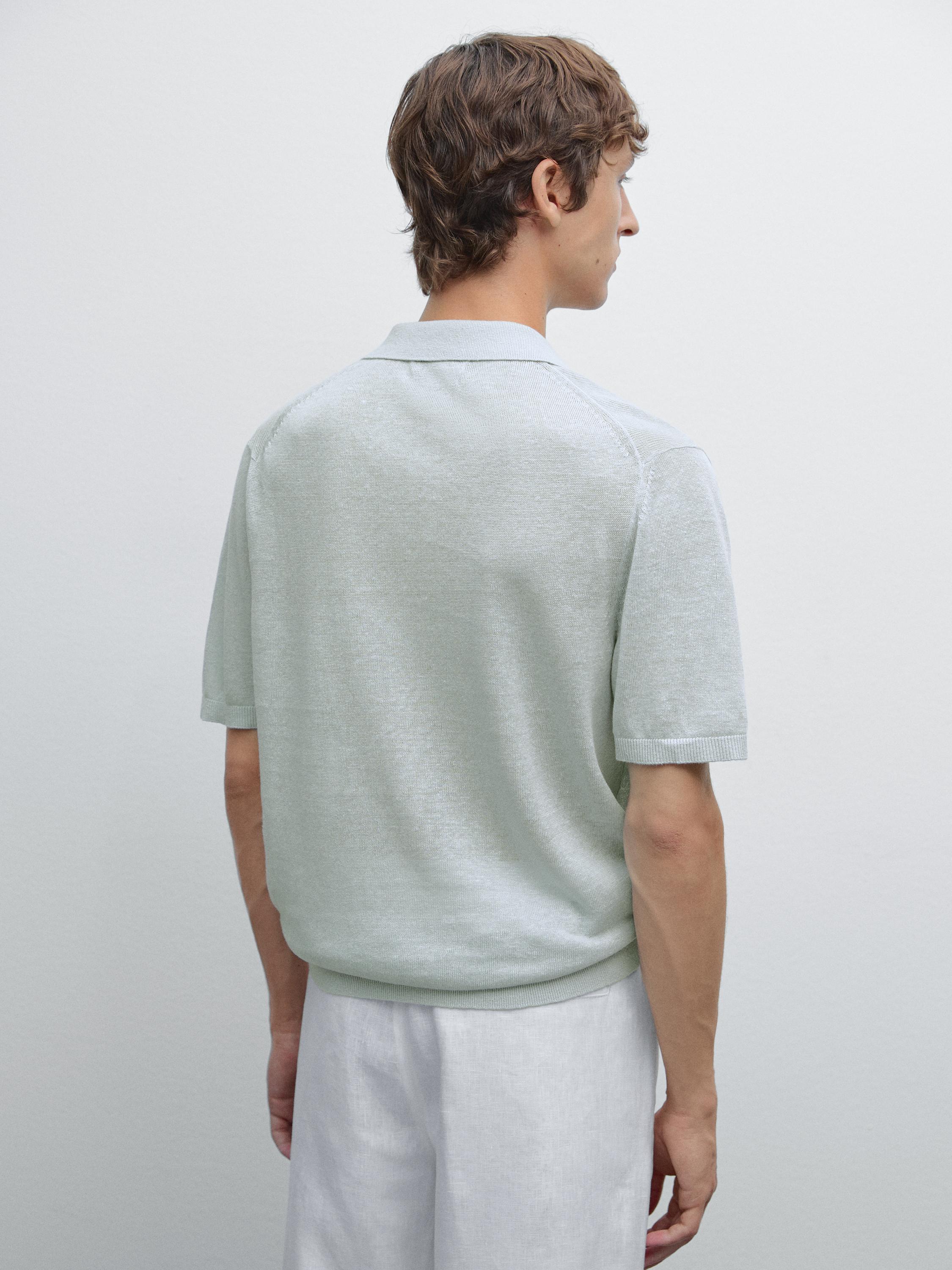 100% linen knit polo shirt