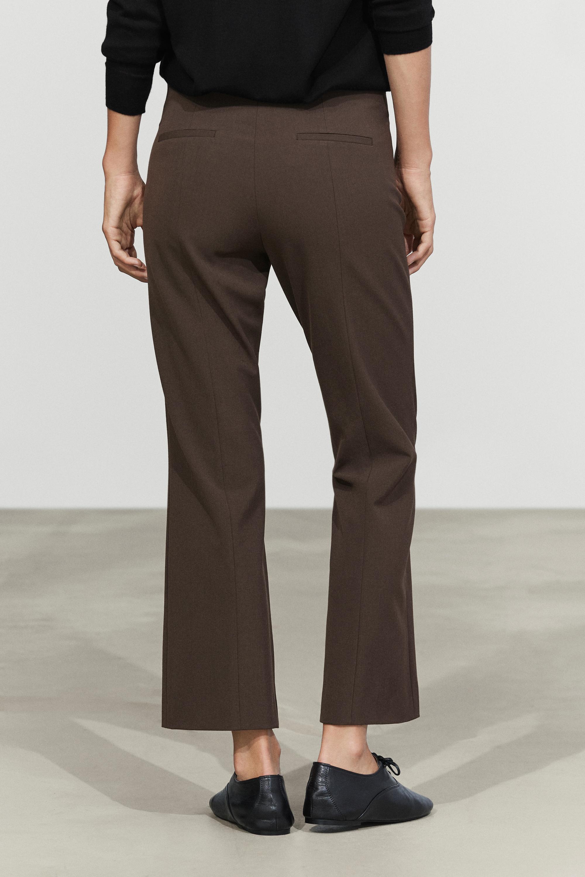 Wool-blend kick flare pants — BROWN