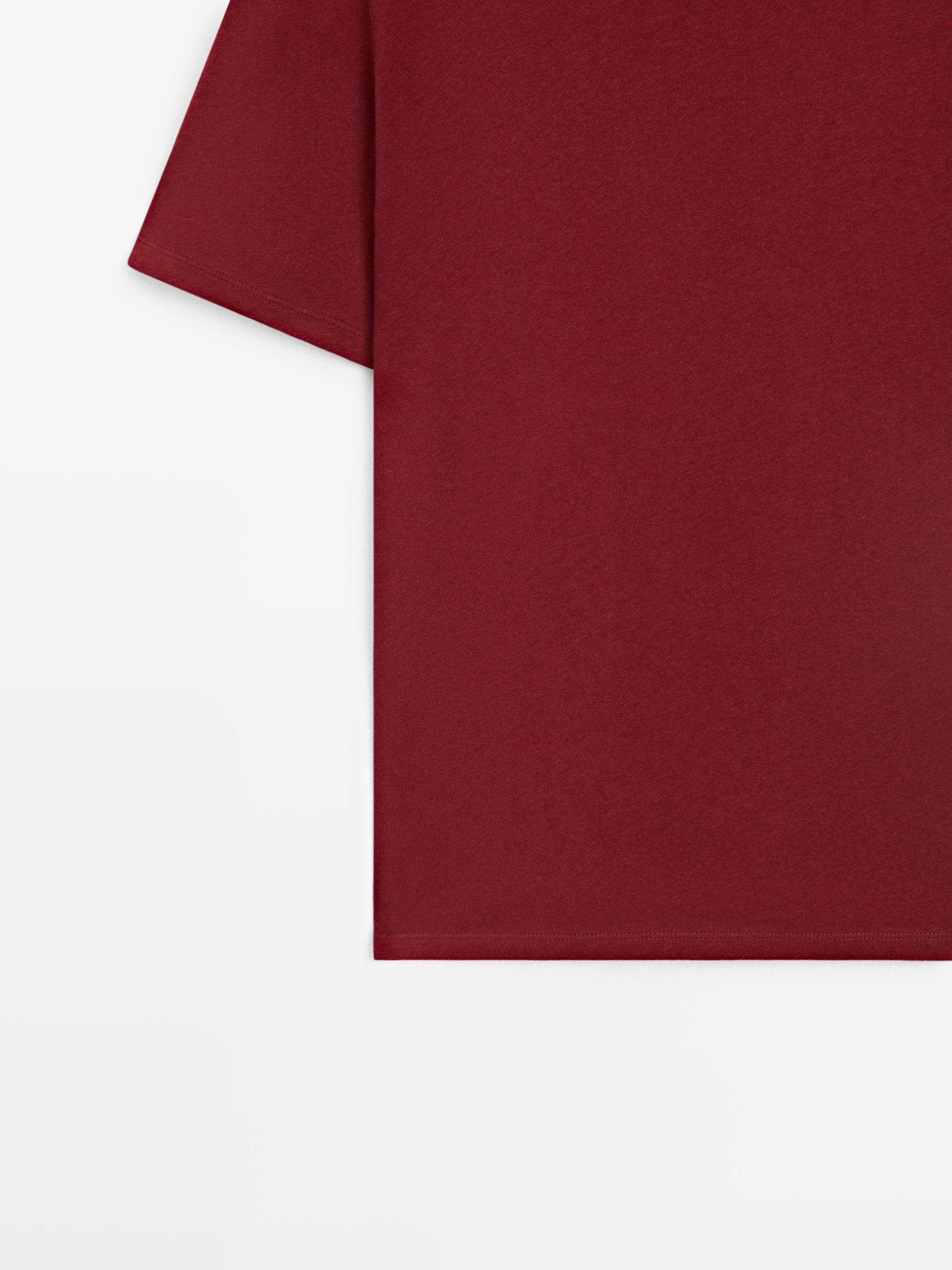 Short sleeve linen and cotton T-shirt — RED