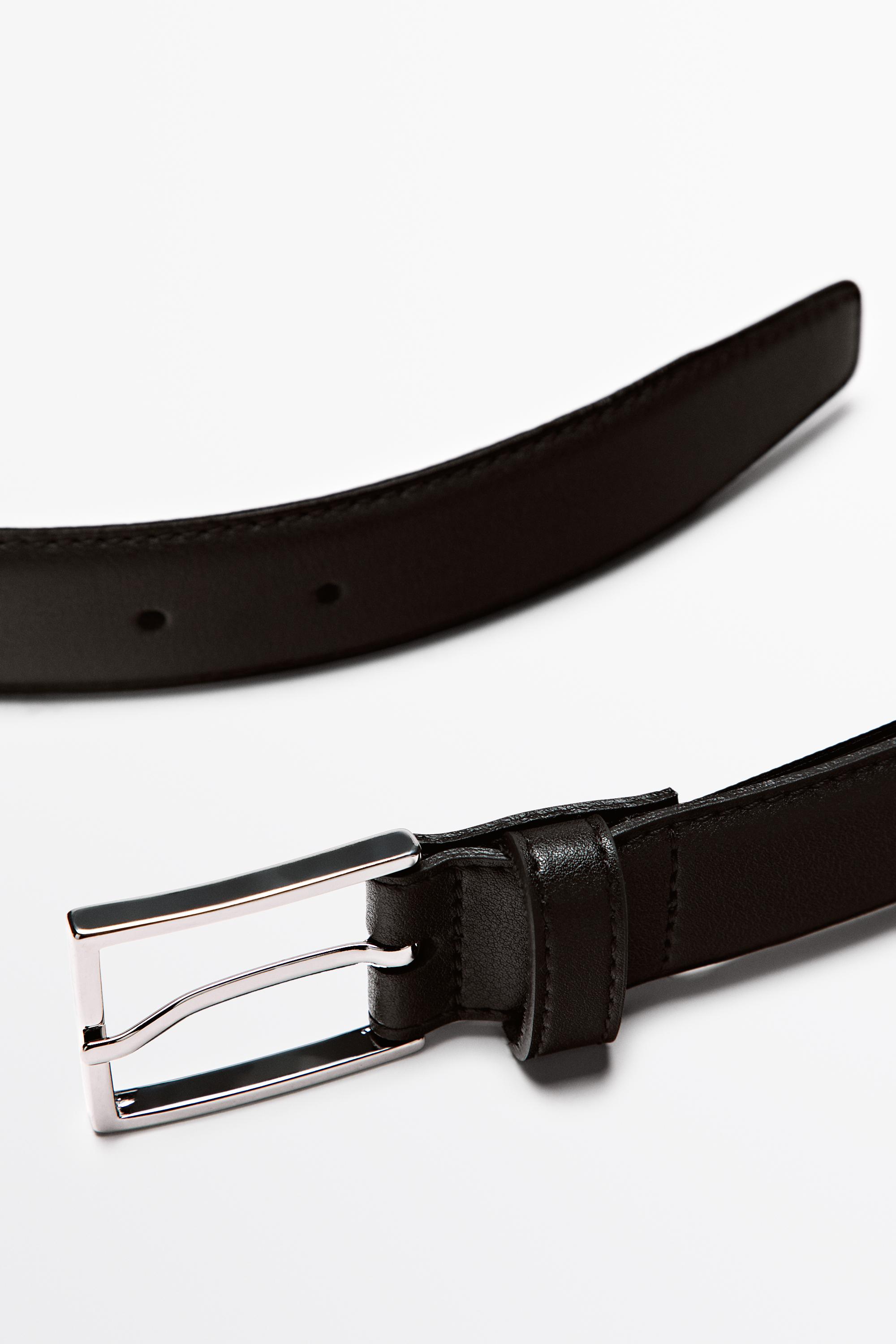 Smart nappa leather belt with topstitching