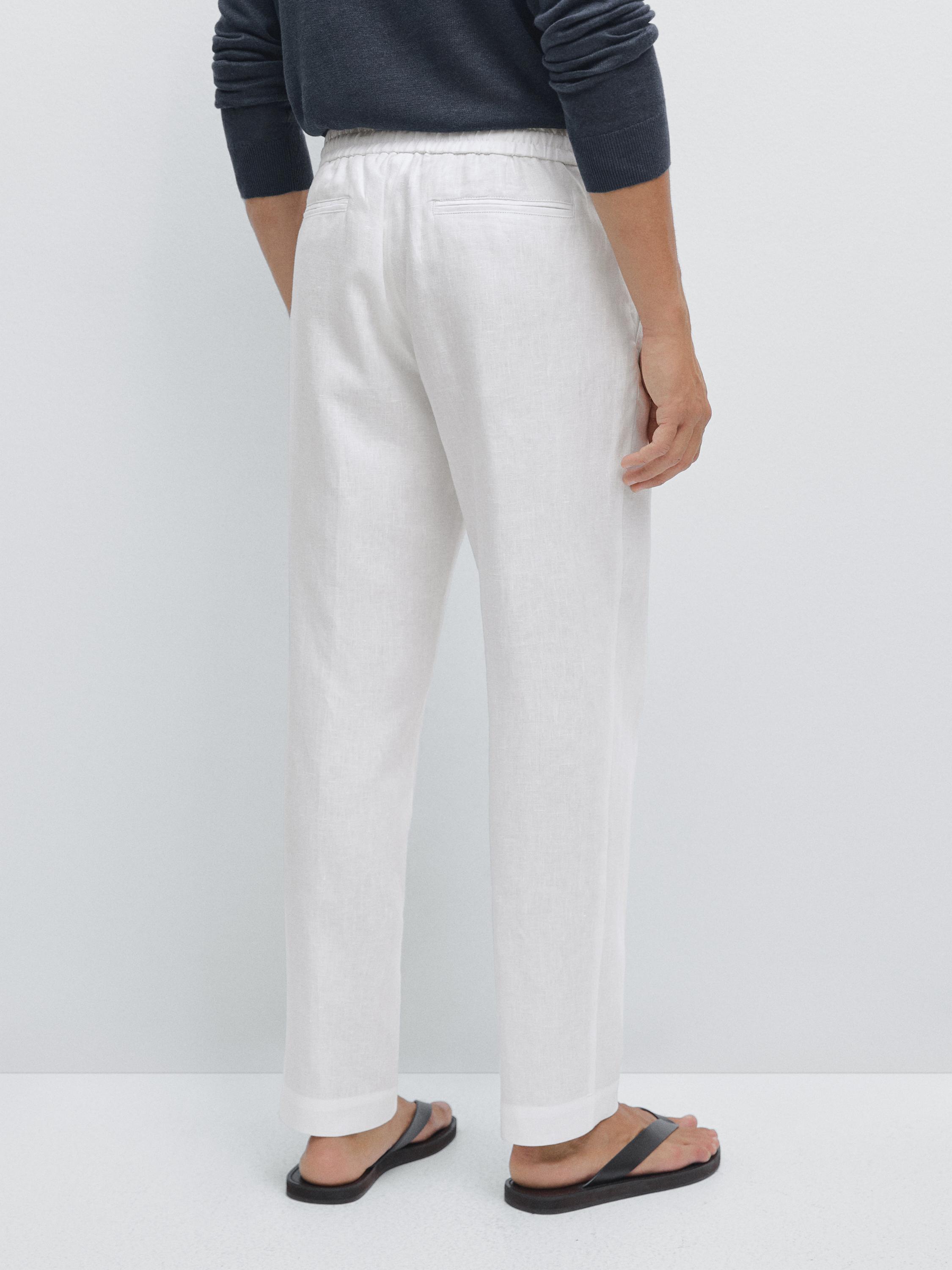 100% linen jogger trousers