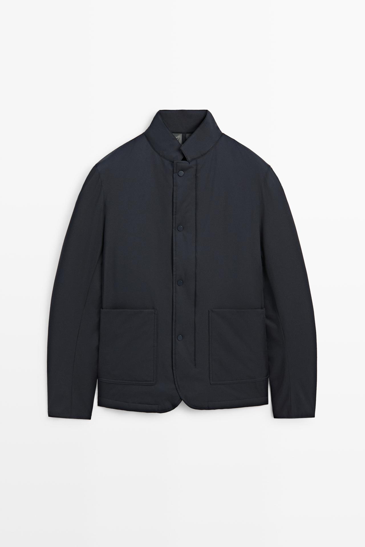 Stand-up collar down jacket — Sky blue