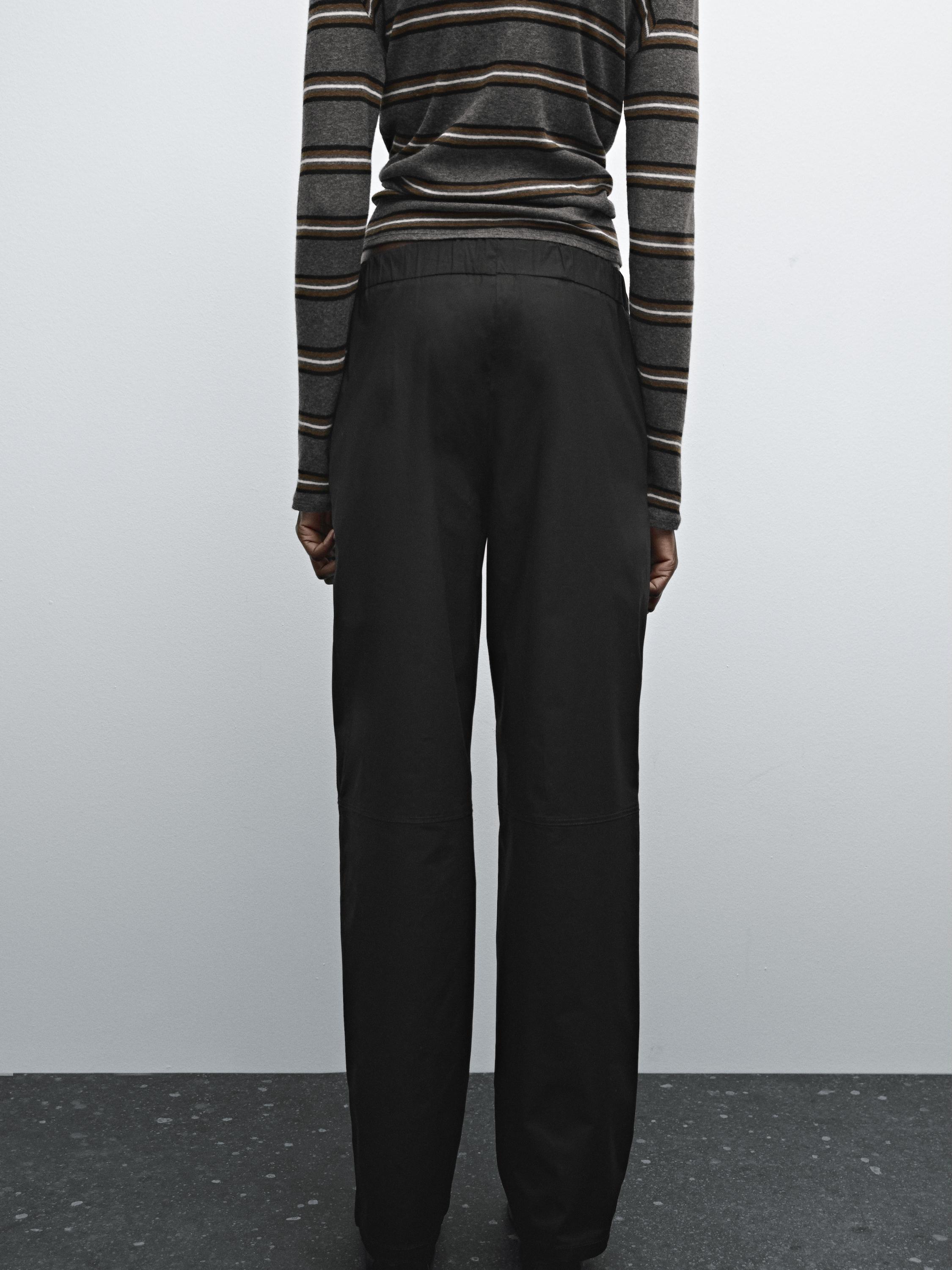 Poplin trousers with elasticated waistband