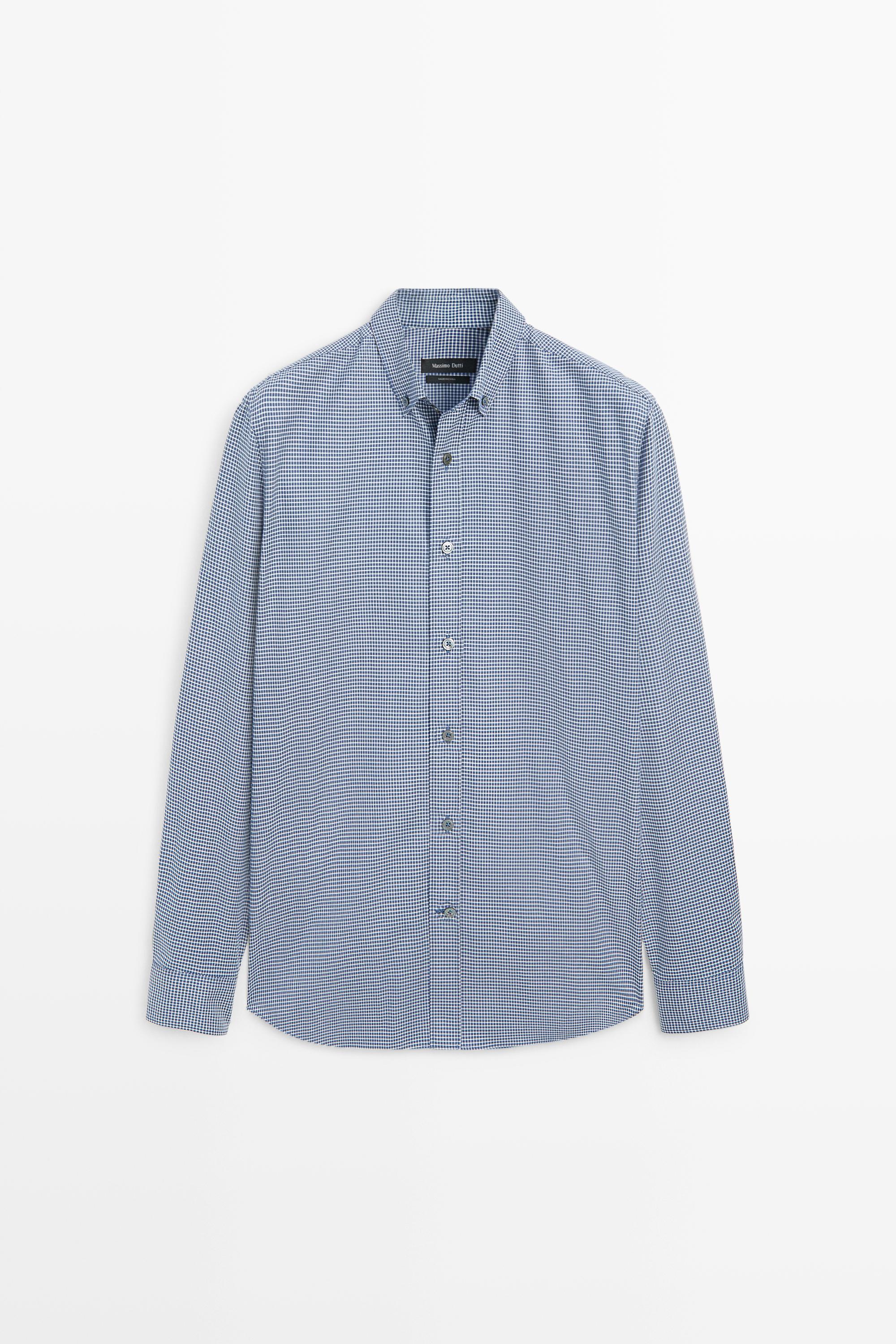Camisa regular fit detalle cuadros