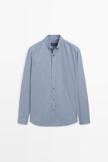 Regular fit micro-check shirt — DEEP BLUE 2