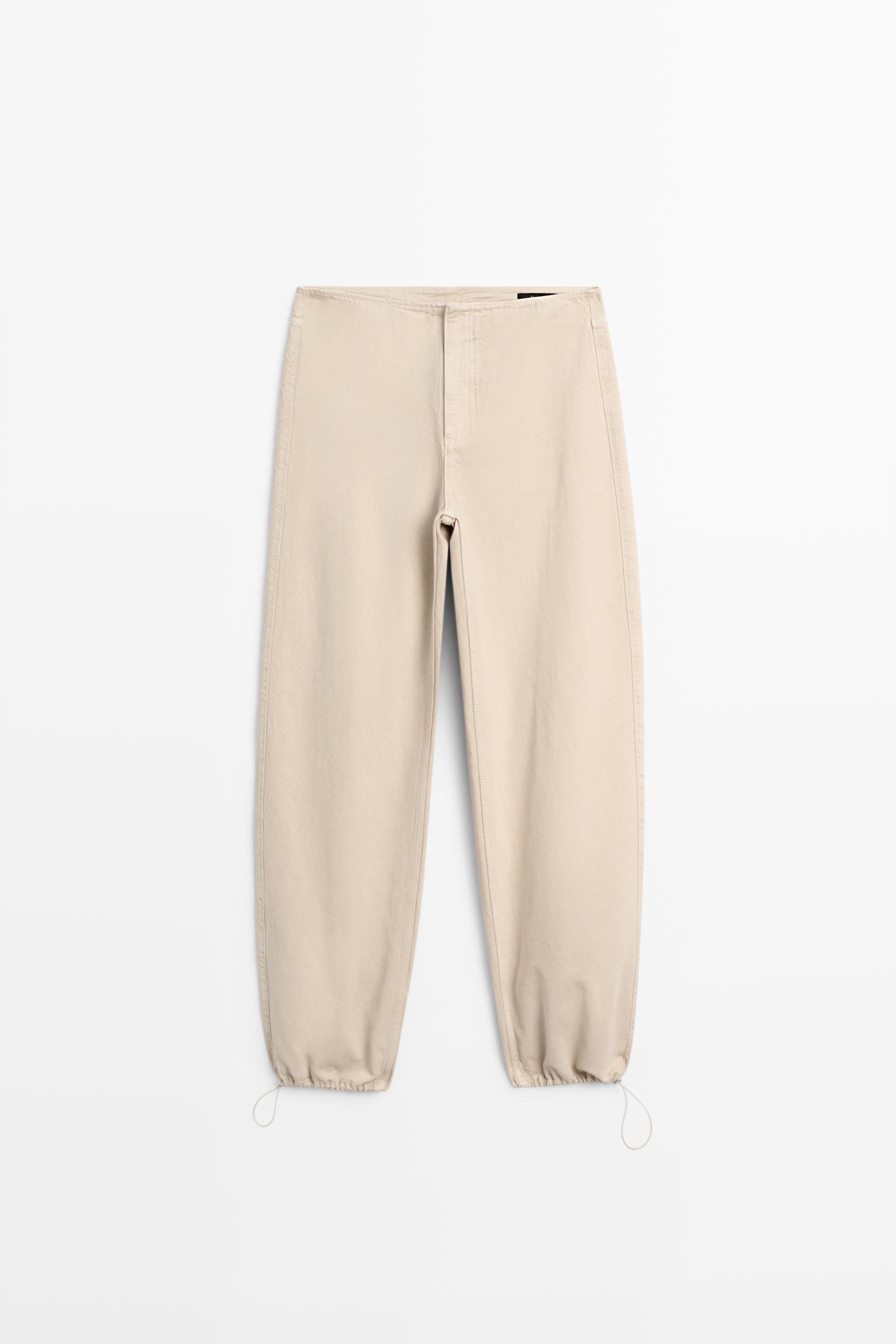 Relaxed fit parachute pants — BEIGE