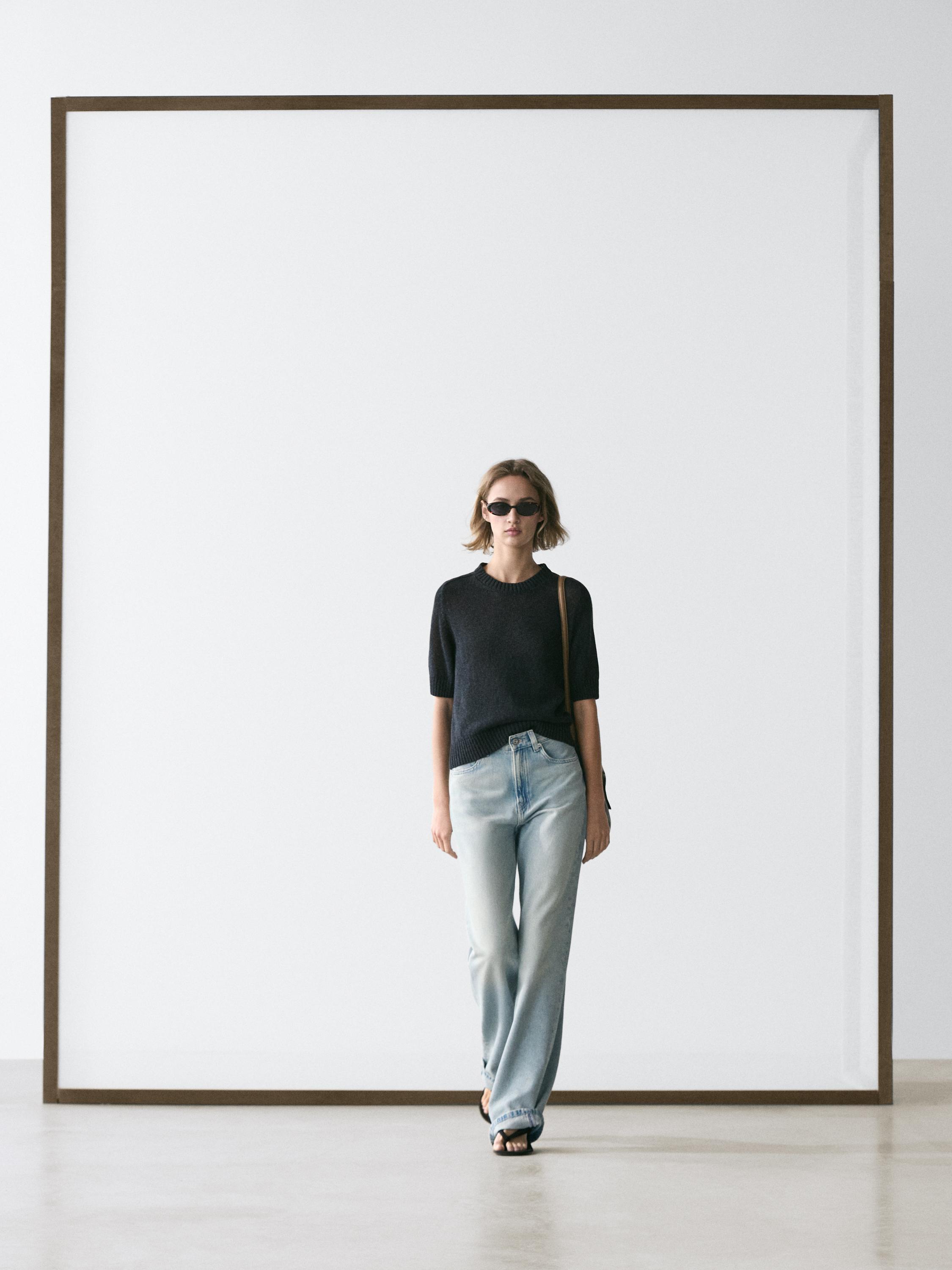 High-waist wide-leg jeans — Light Blue