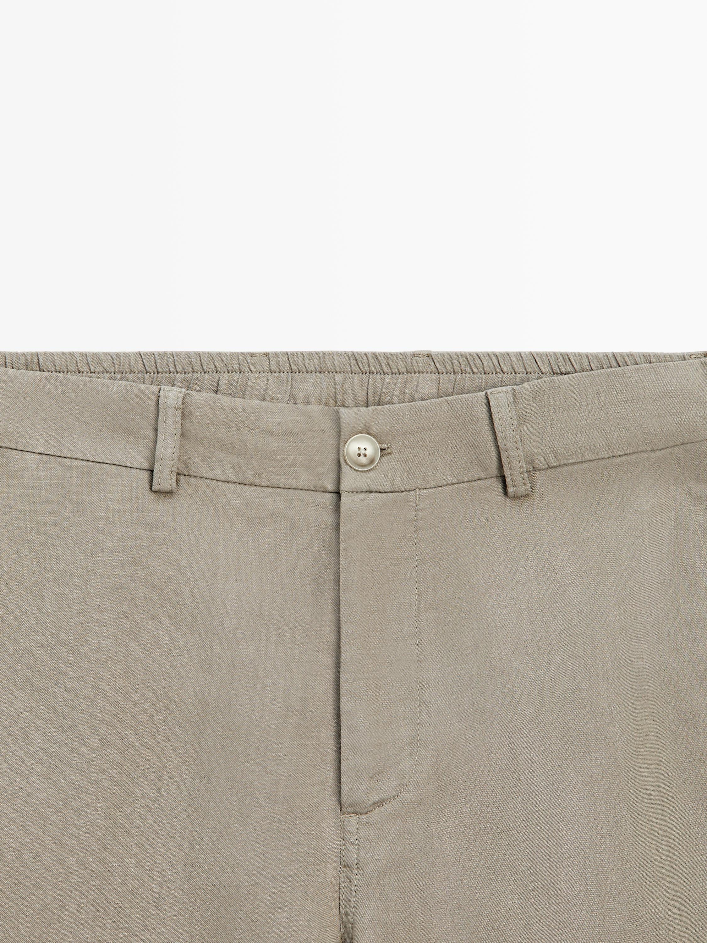 Linen blend Bermuda shorts — PALE KHAKI