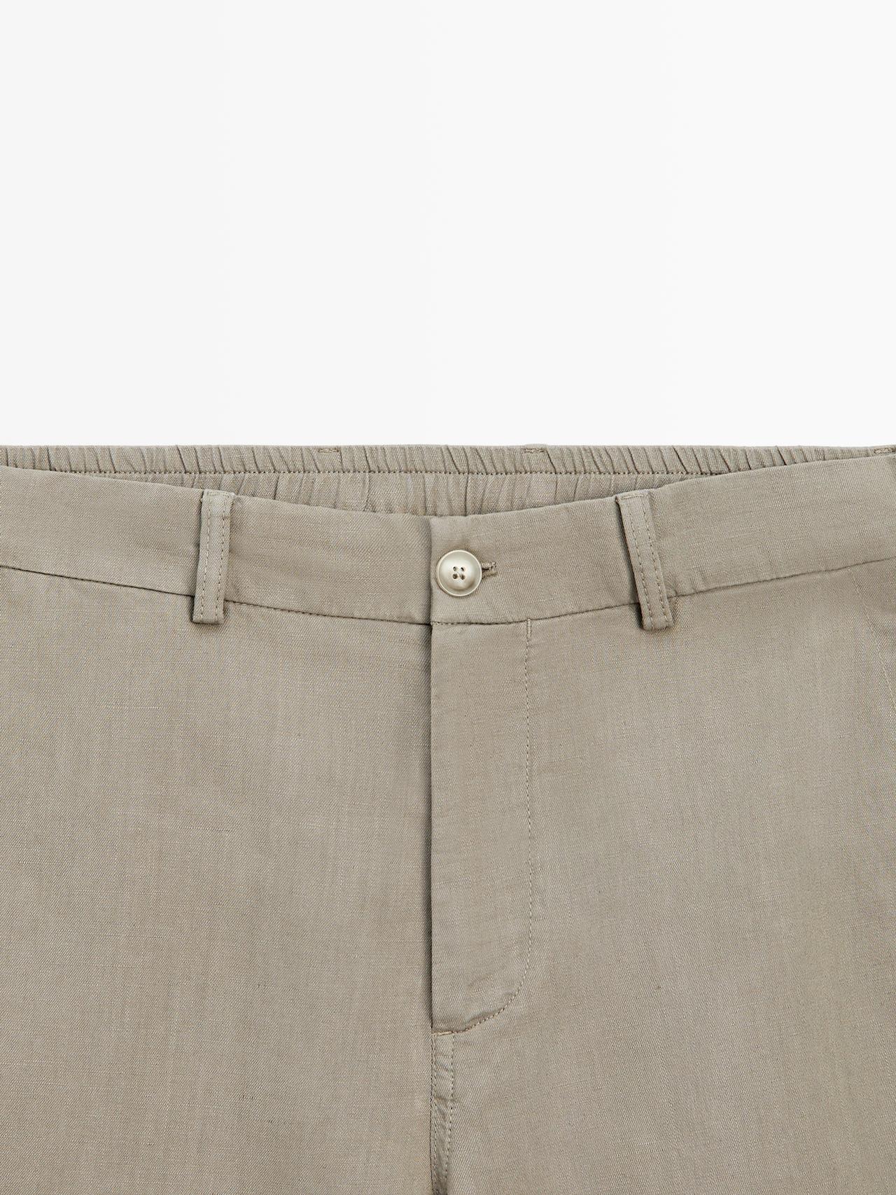 Linen blend Bermuda shorts — PALE KHAKI