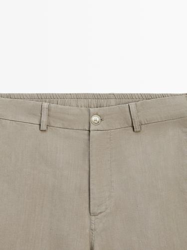 Linen blend Bermuda shorts — PALE KHAKI 4