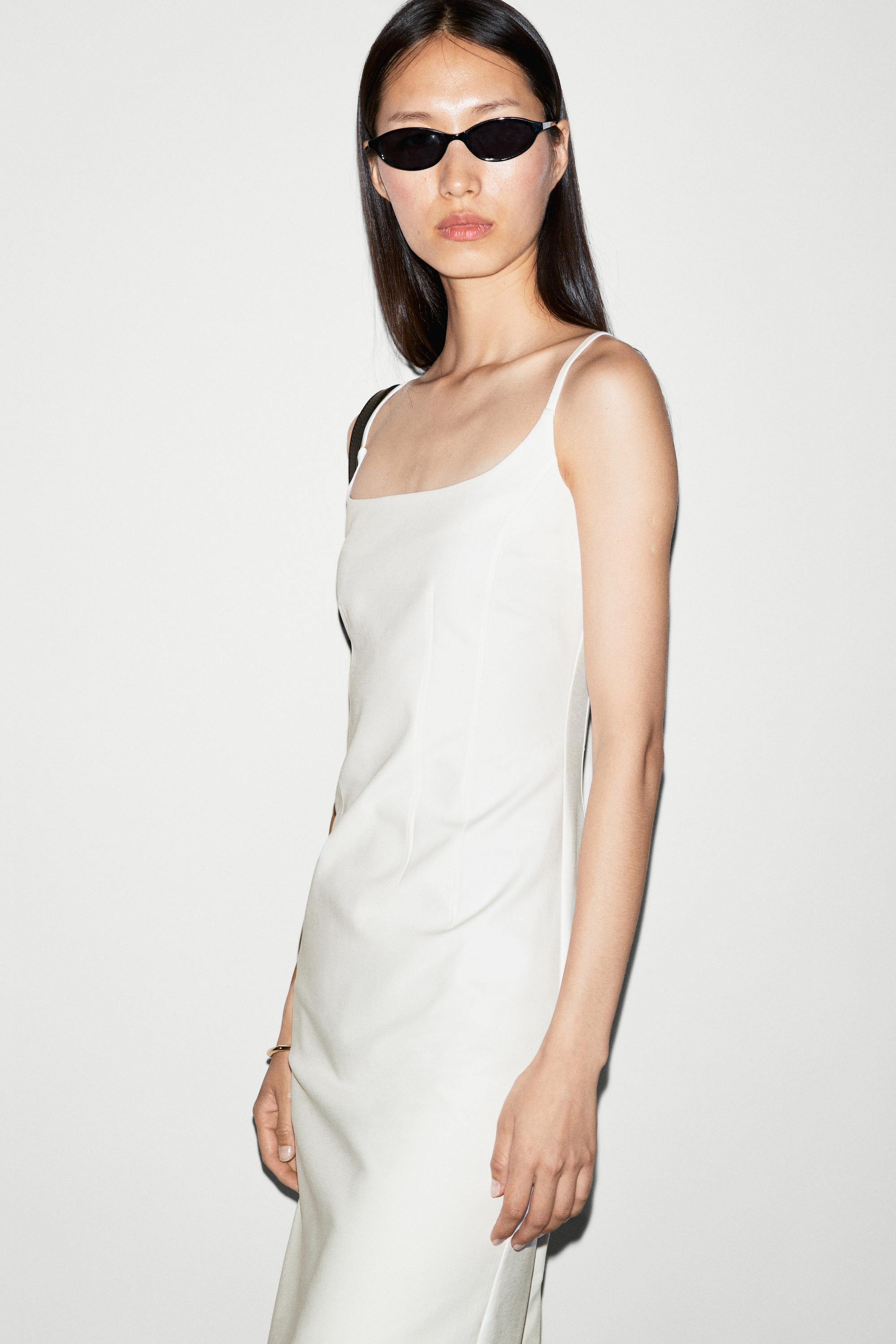Vestido midi elástico mezcla algodón