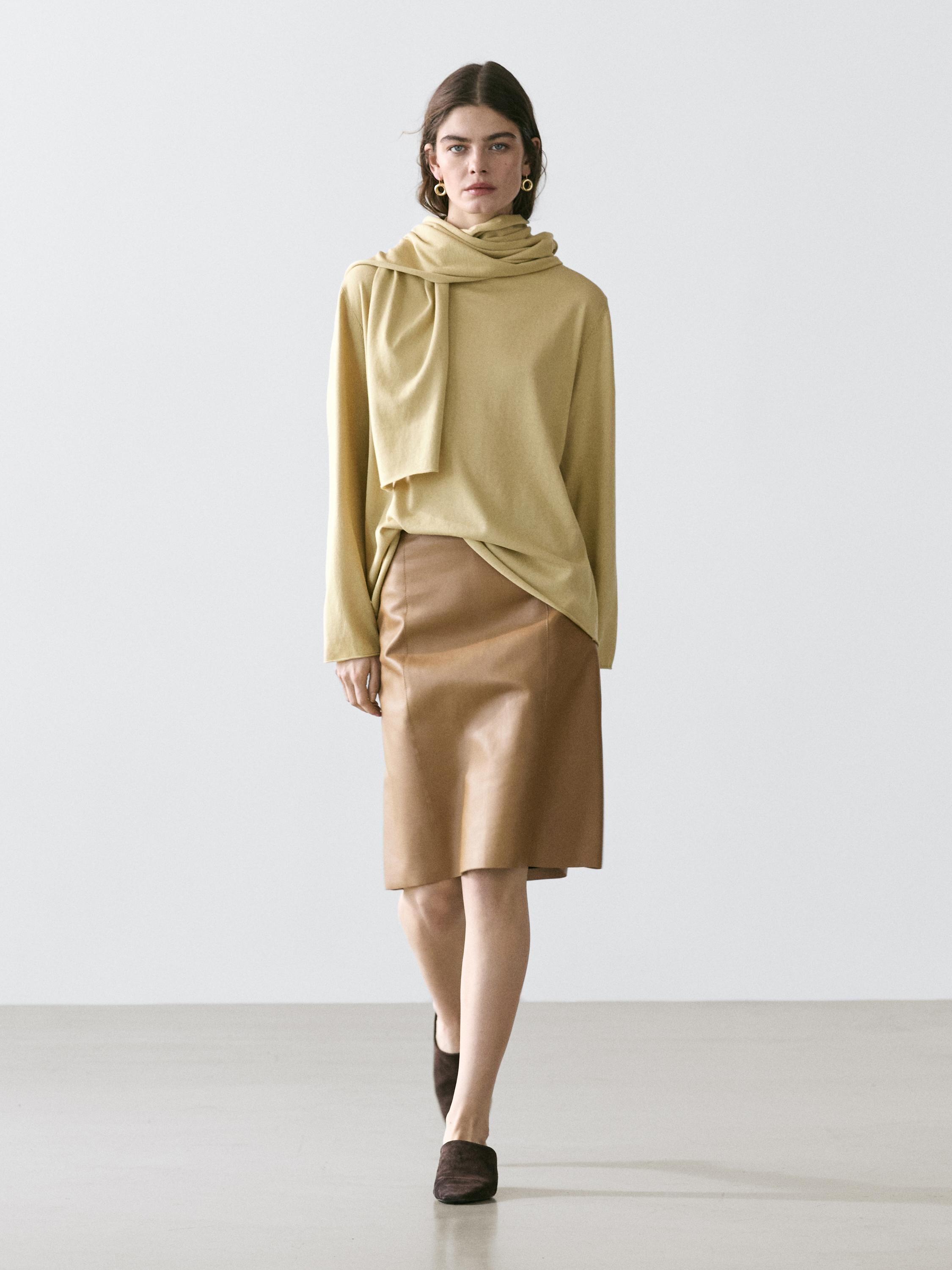 Nappa leather mini skirt