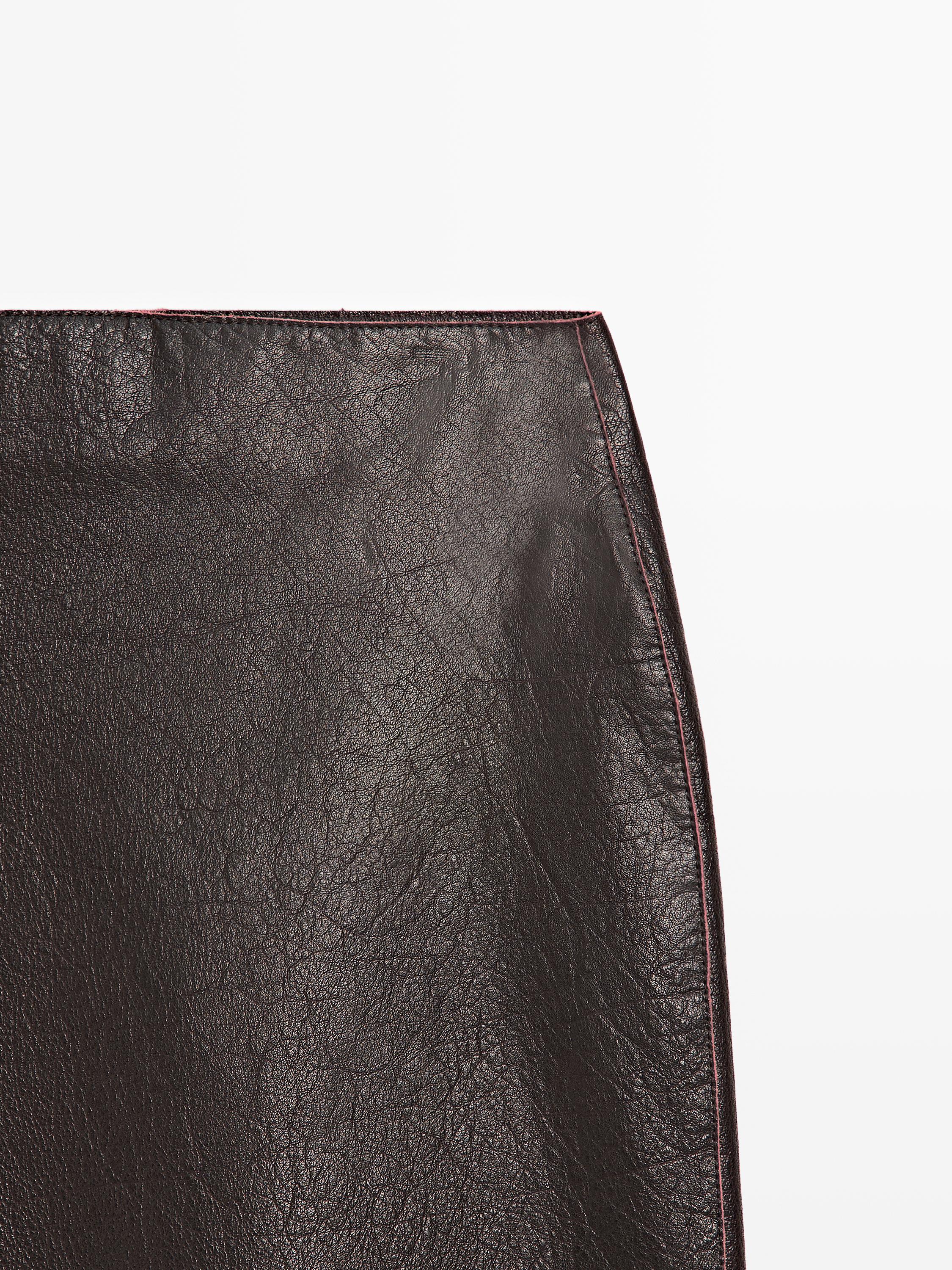 Short nappa leather skirt