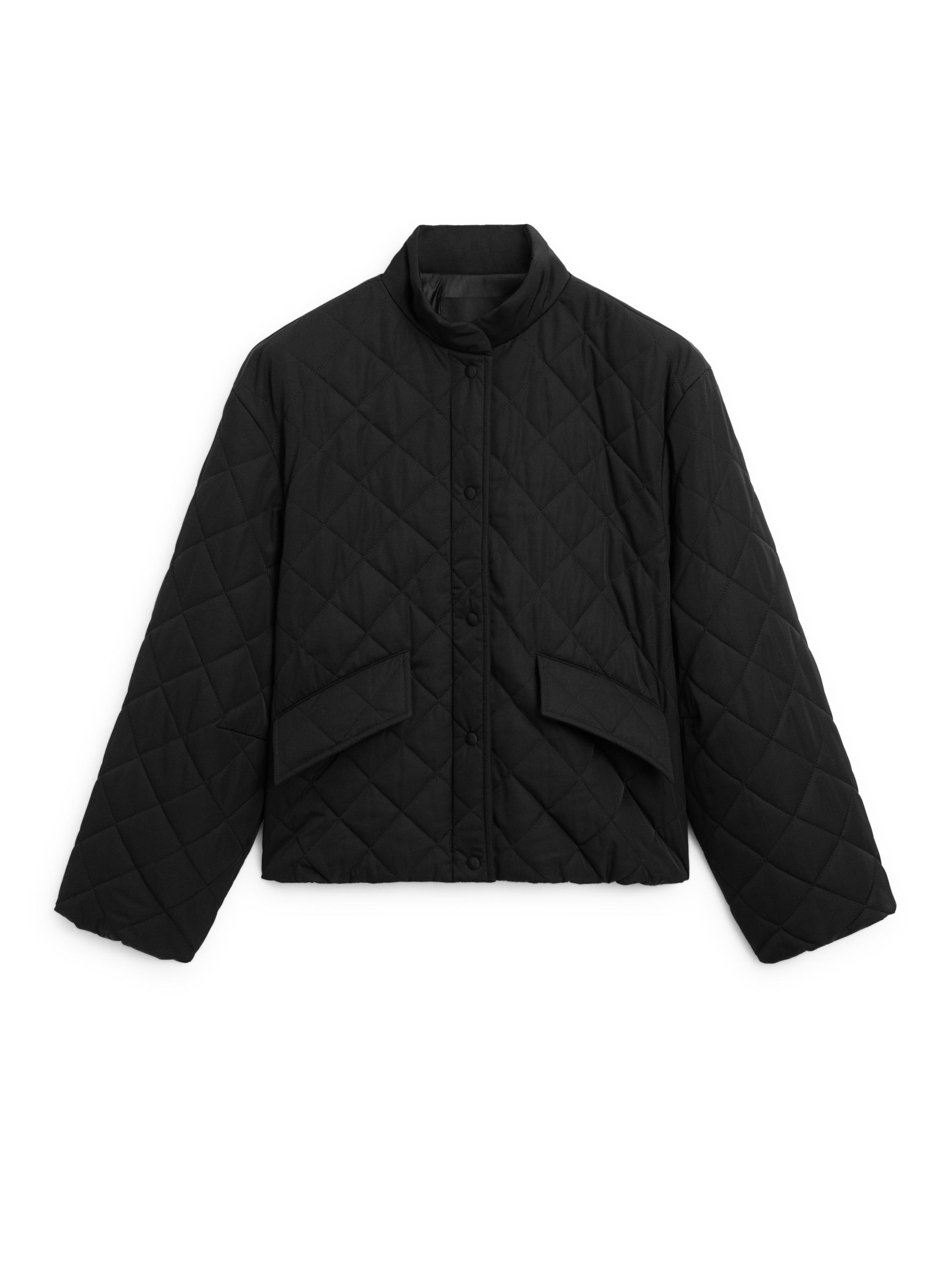 Short water-repellent puffer jacket — BLACK
