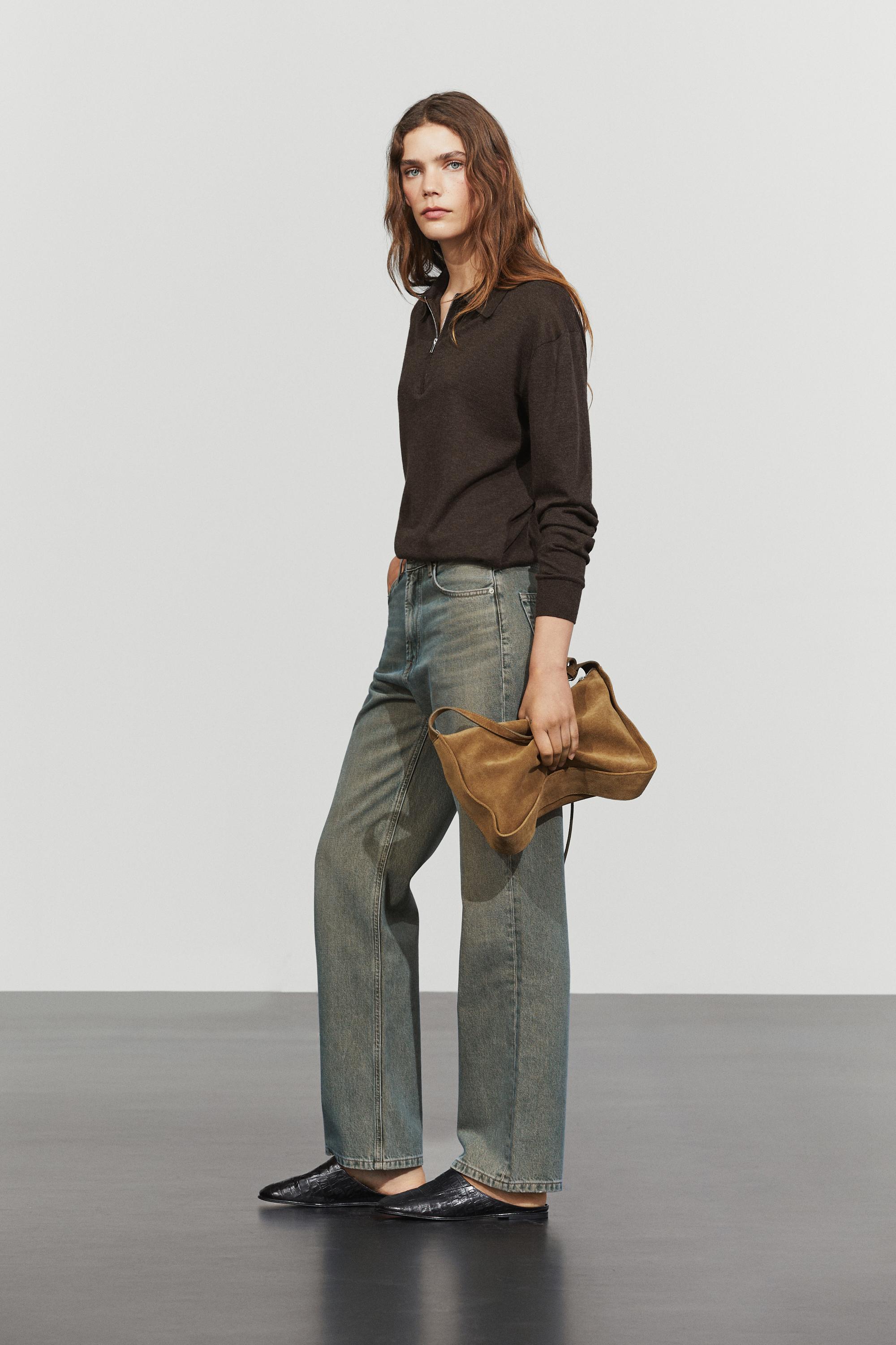 Wool blend quarter-zip knit sweater — CHOCOLATE BROWN
