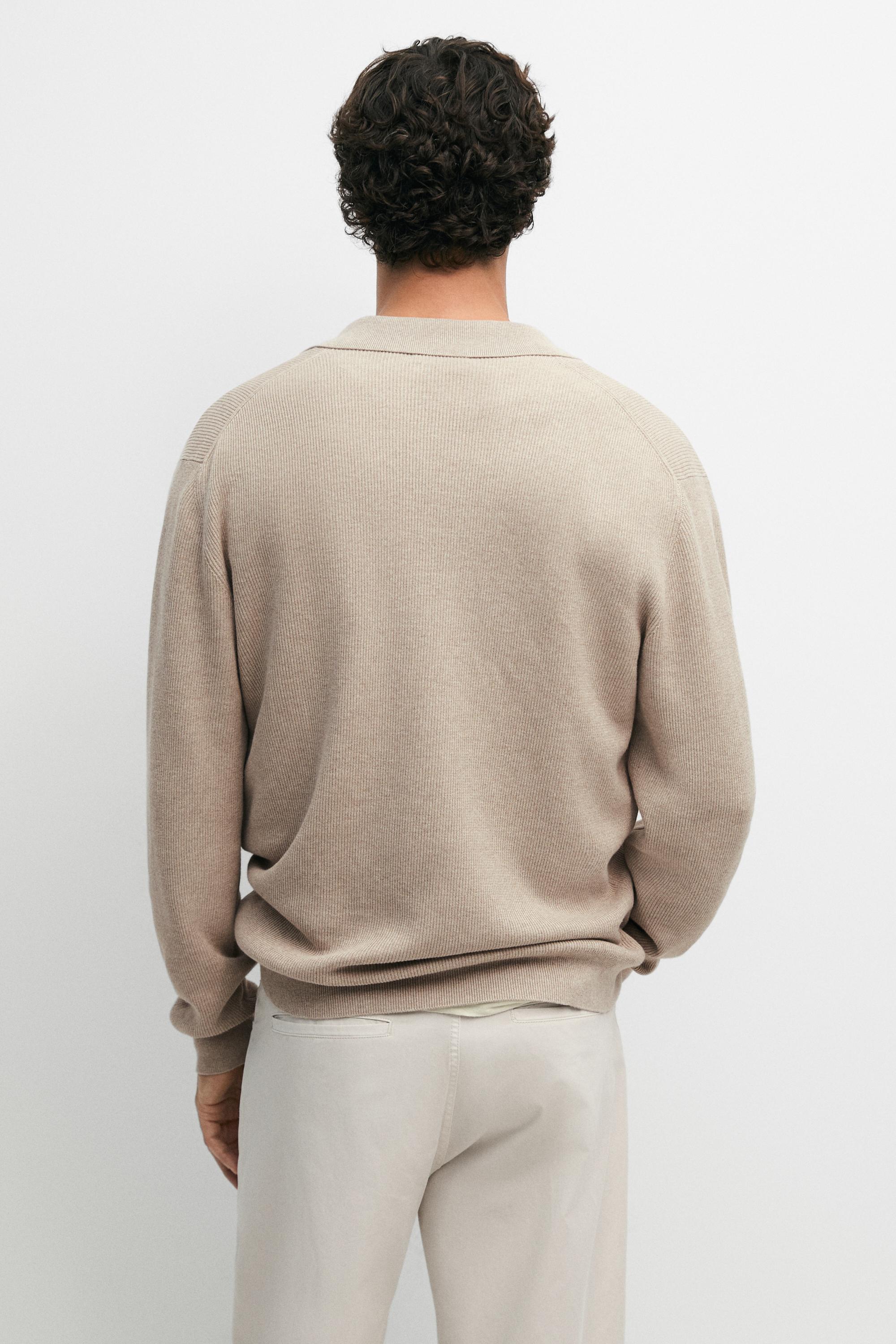 100% cotton knit pocket cardigan — BEIGE