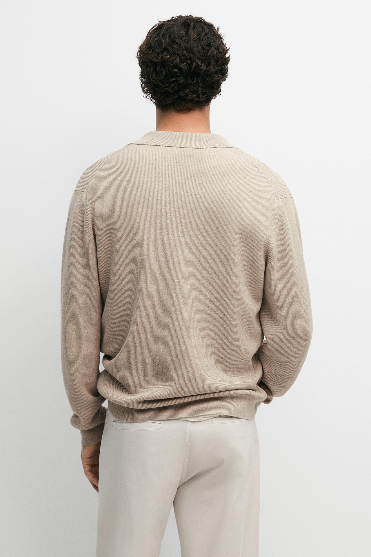 100% cotton knit pocket cardigan — BEIGE