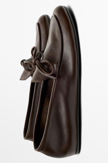 Soft leather bow loafer — BROWN 5