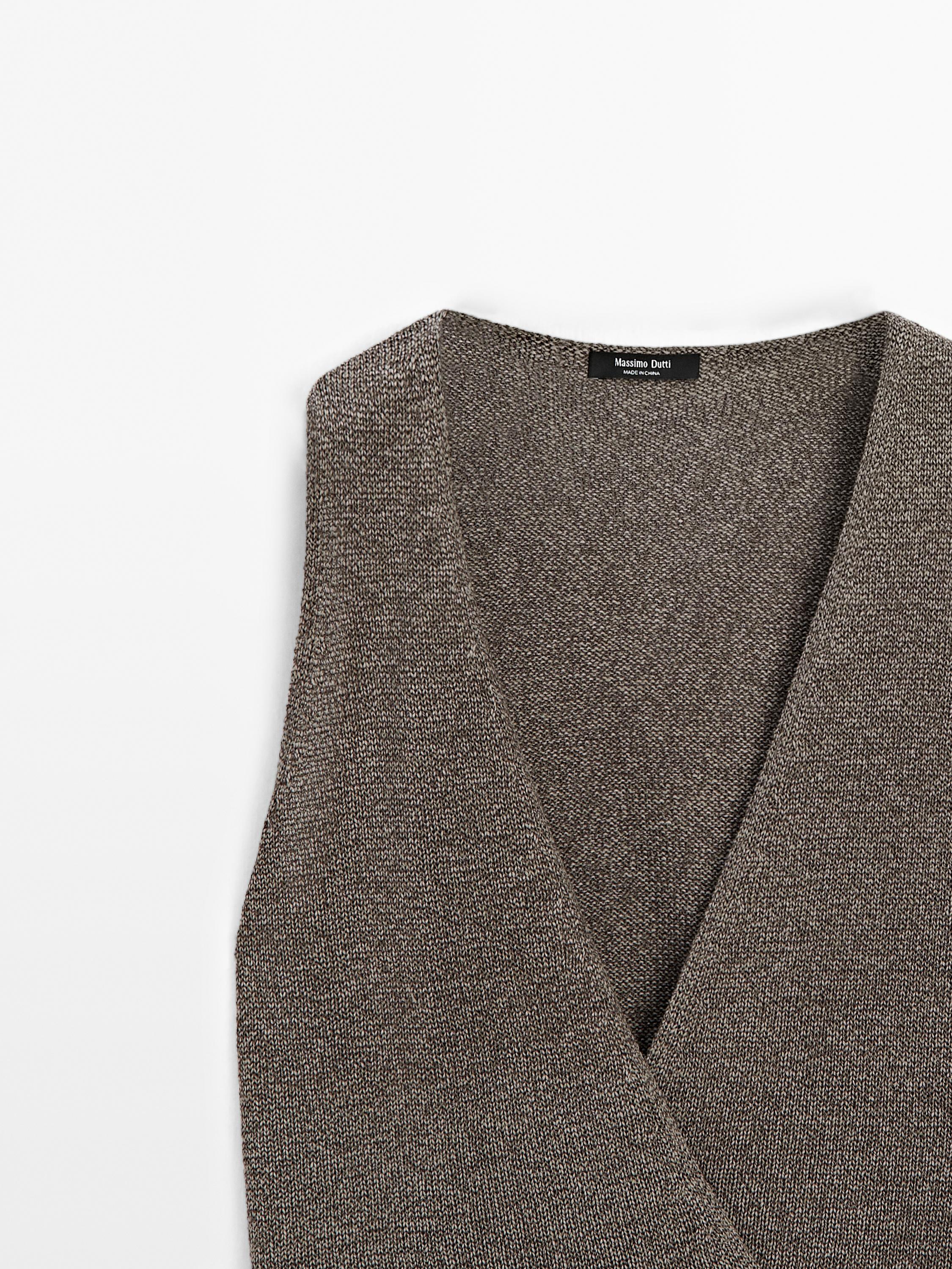 Mouliné knit crossover vest