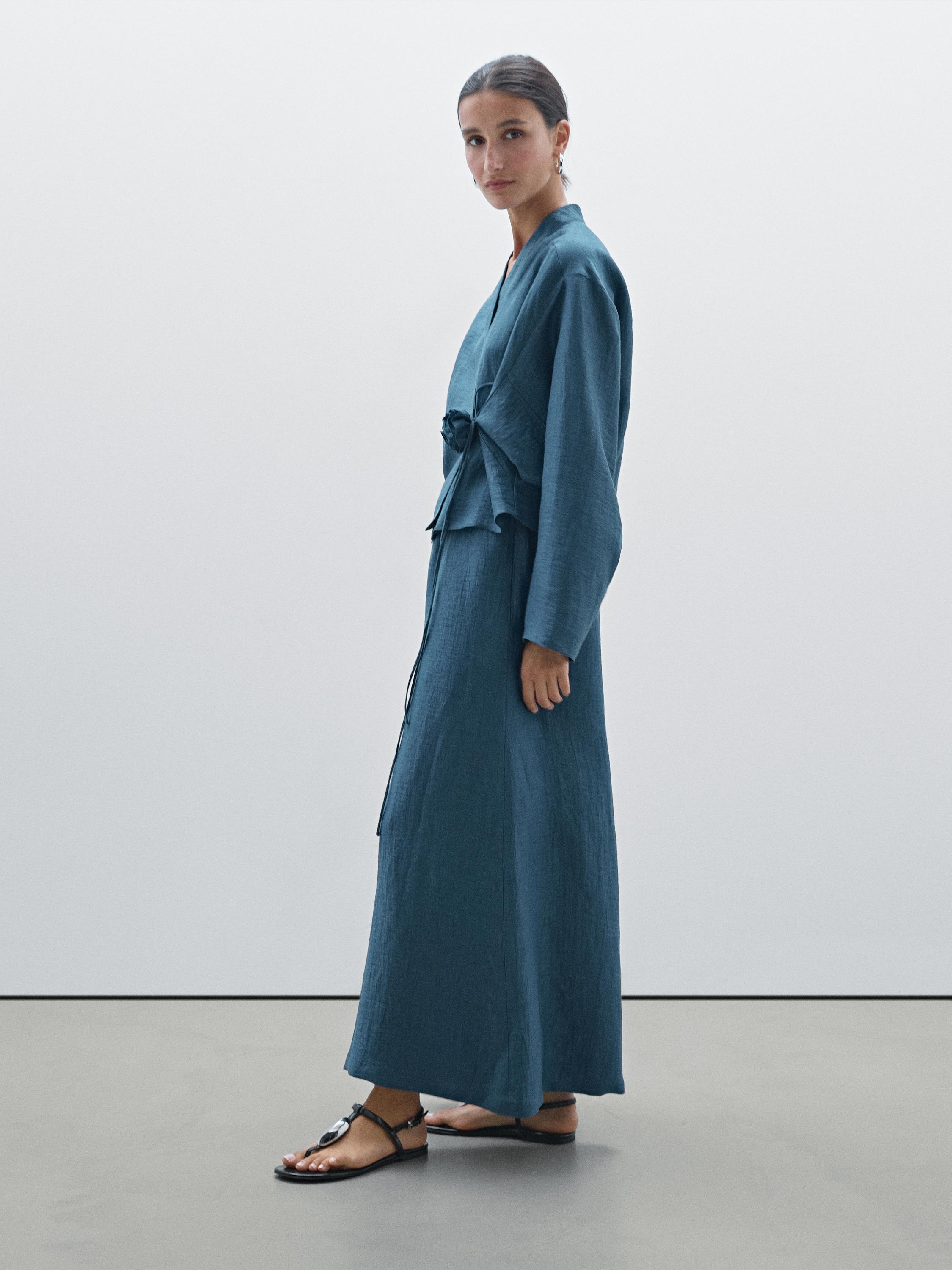 Linen blend cropped trousers