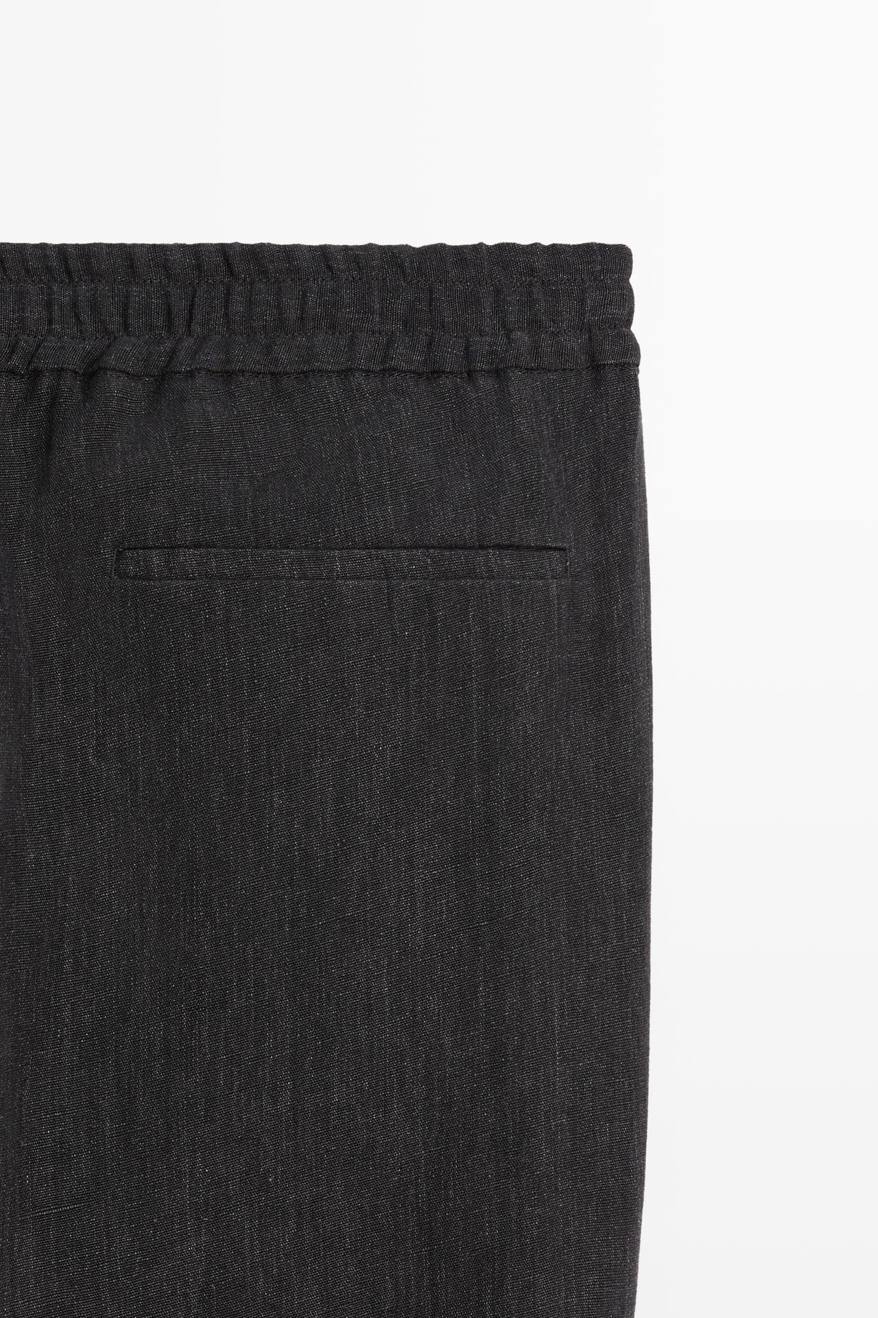 Linen jogger-fit pants total look — GREY BLUE