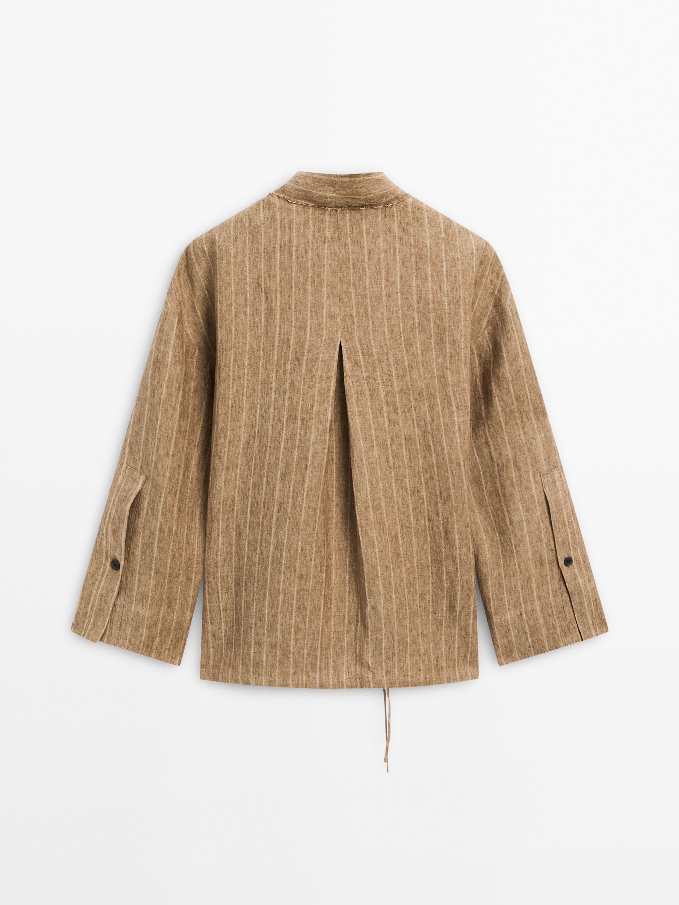 Flowing 100% linen kimono with tie detail