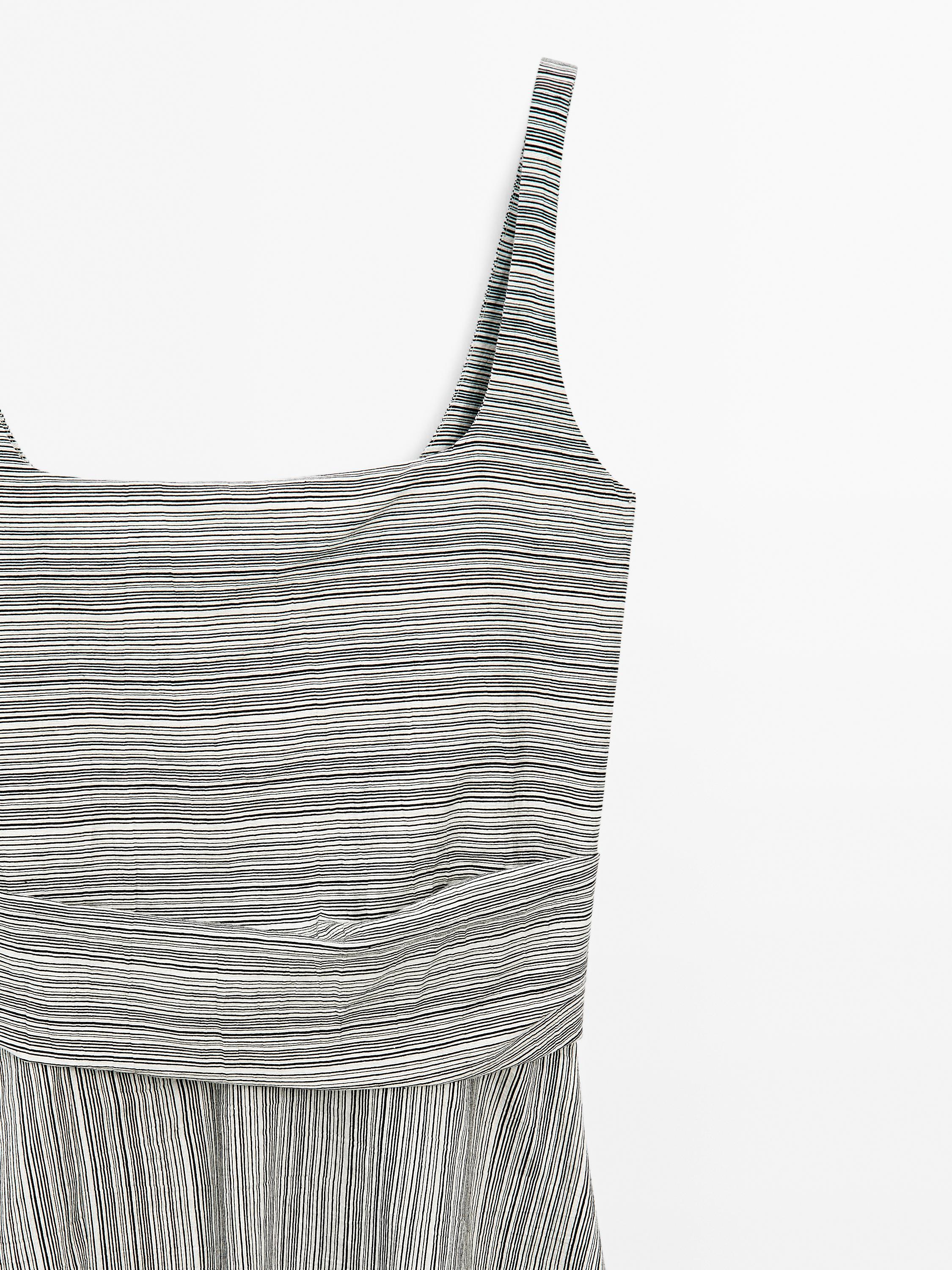 Striped flounce midi dress